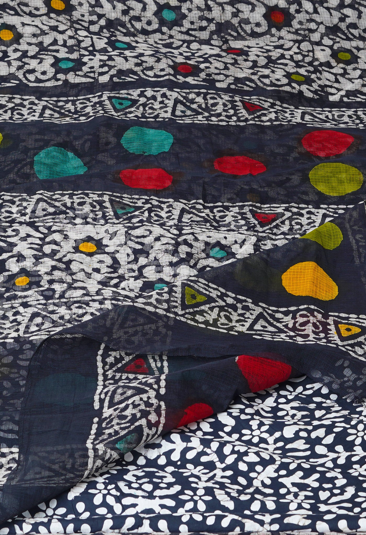 Black Pure  Batik Printed Kota Saree-UNM75993