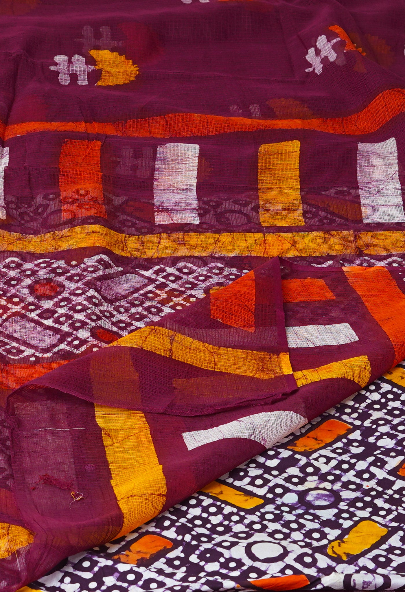 Maroon Pure  Batik Printed Kota Saree-UNM75997