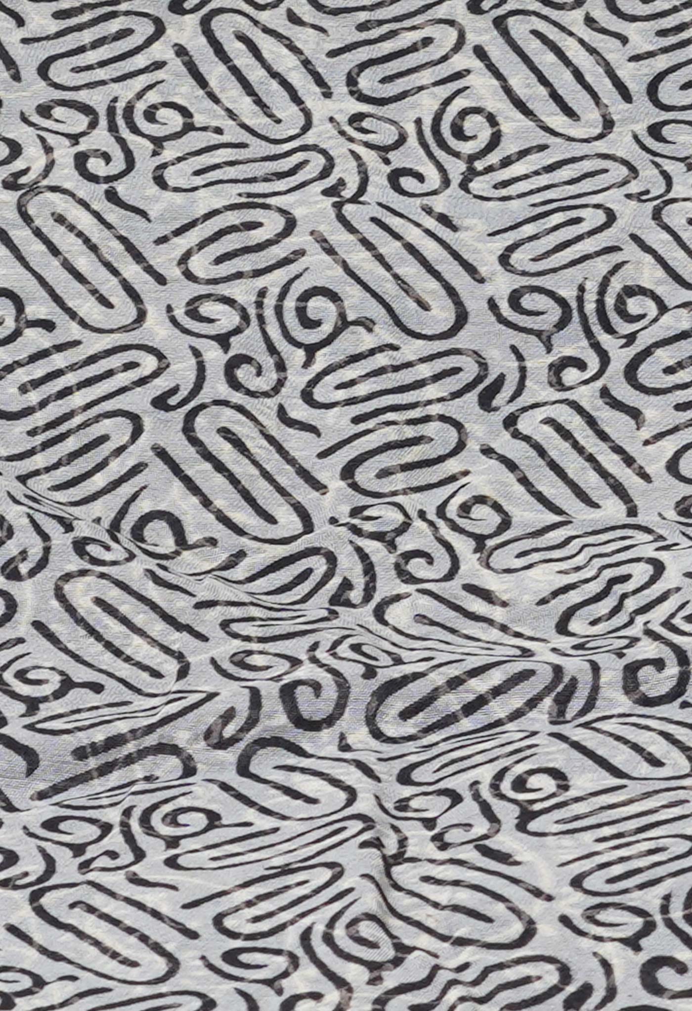 Blue Pure Discharge Bagru Printed Pashmina Chanderi Sico Saree