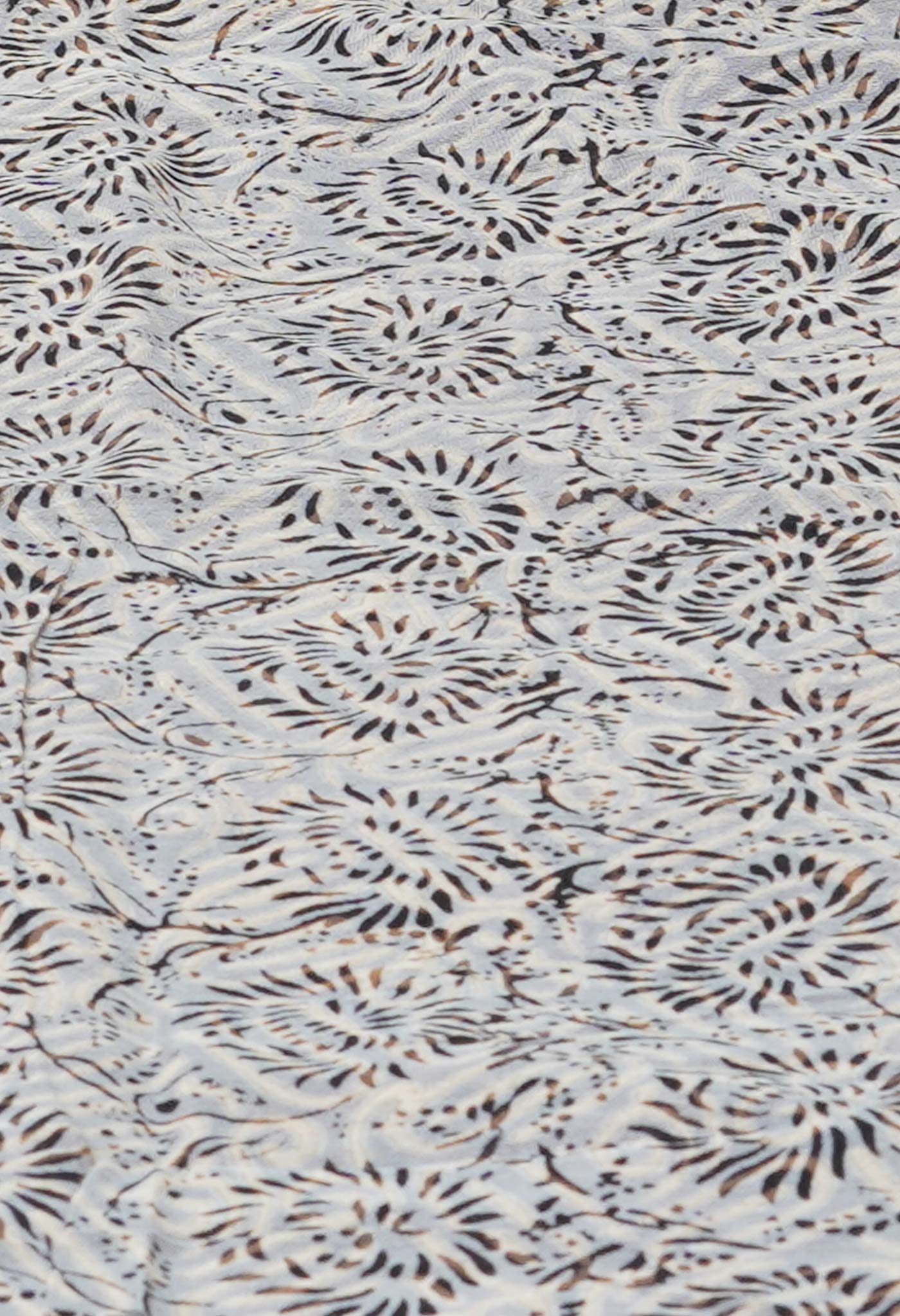Grey Pure Discharge Bagru Printed Pashmina Chanderi Sico Saree