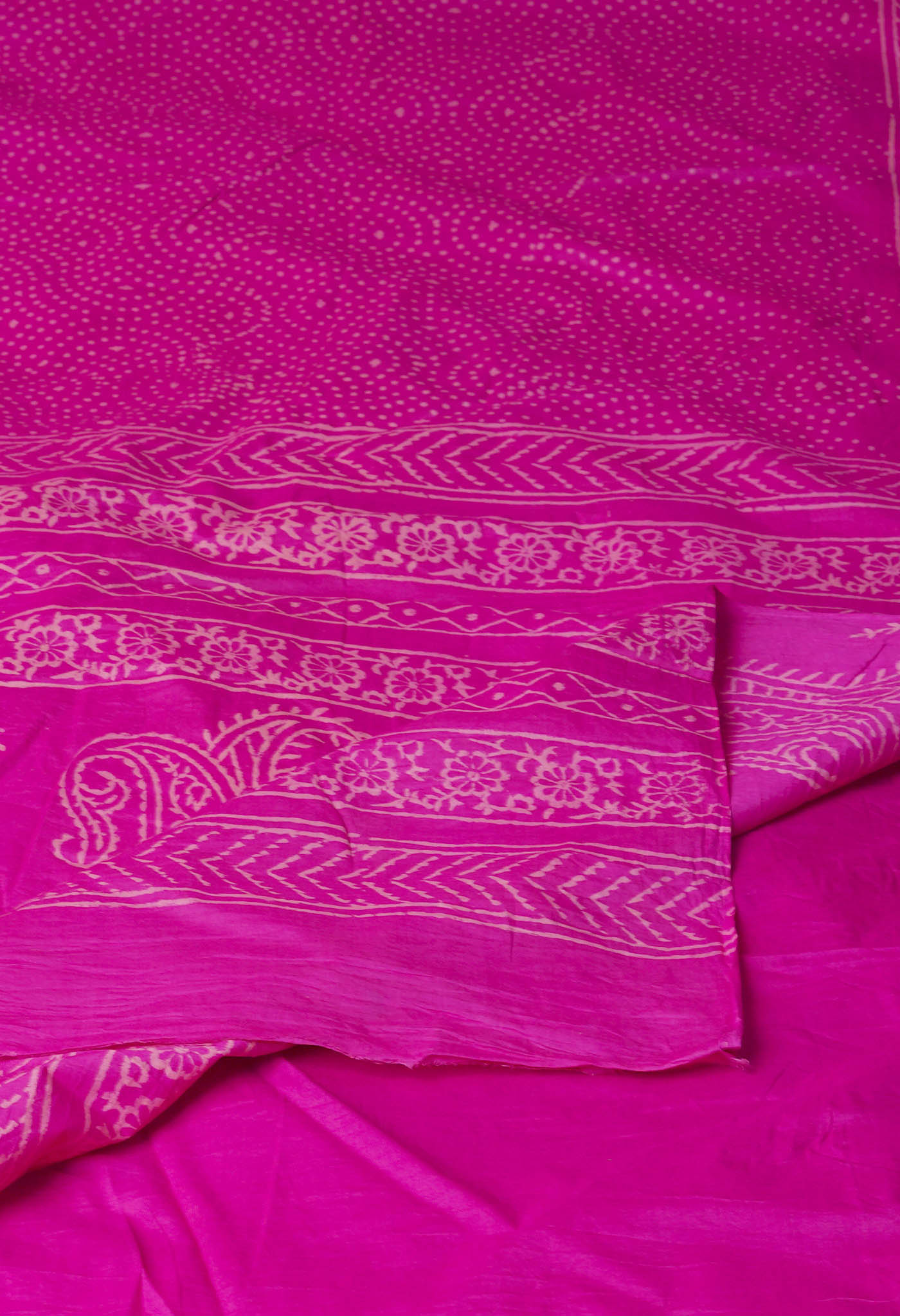 Pink Pure  Hand Block Discharge Printed Soft Cotton Saree