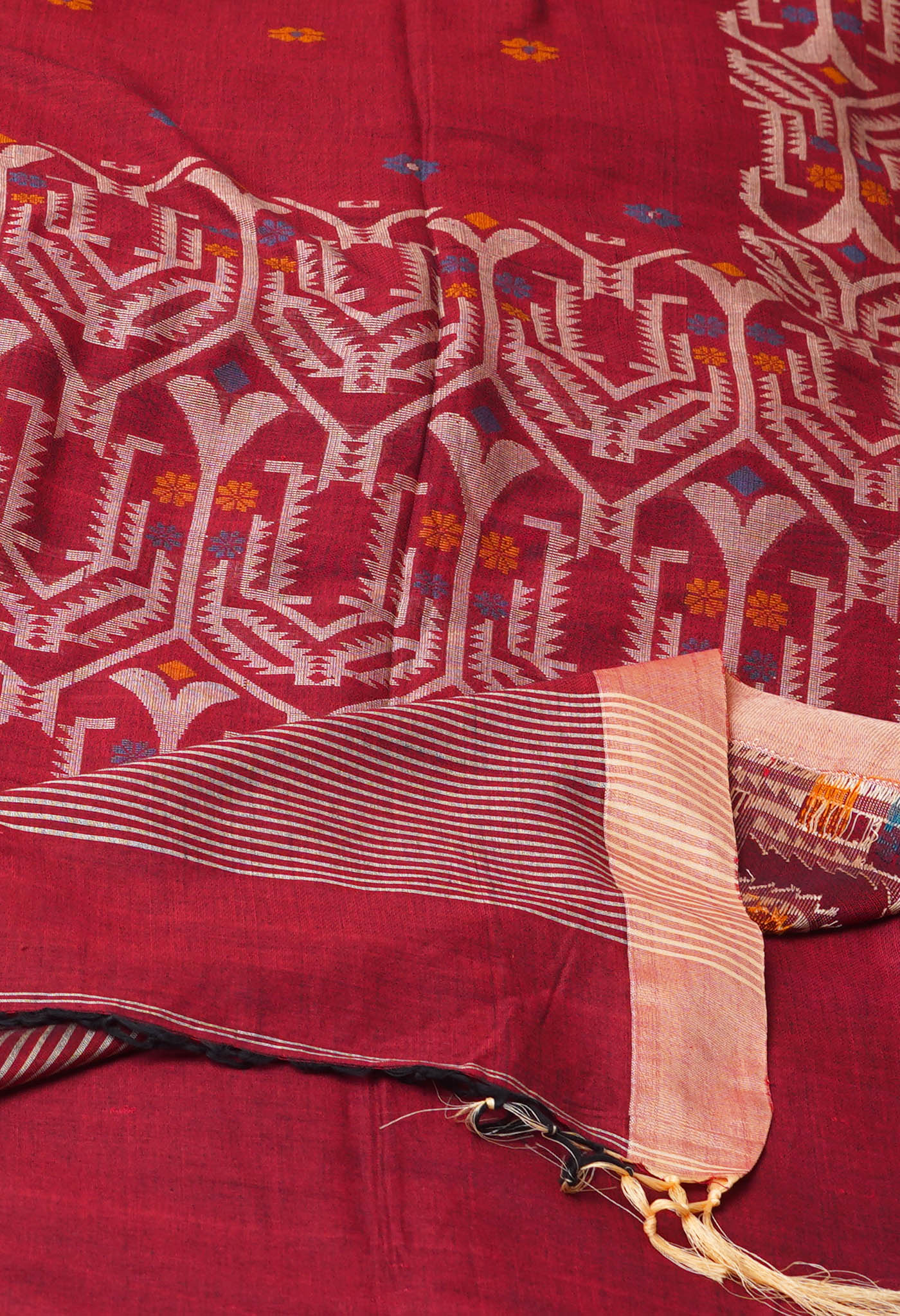 Red Pure  Dhakai Bengal Linen Saree