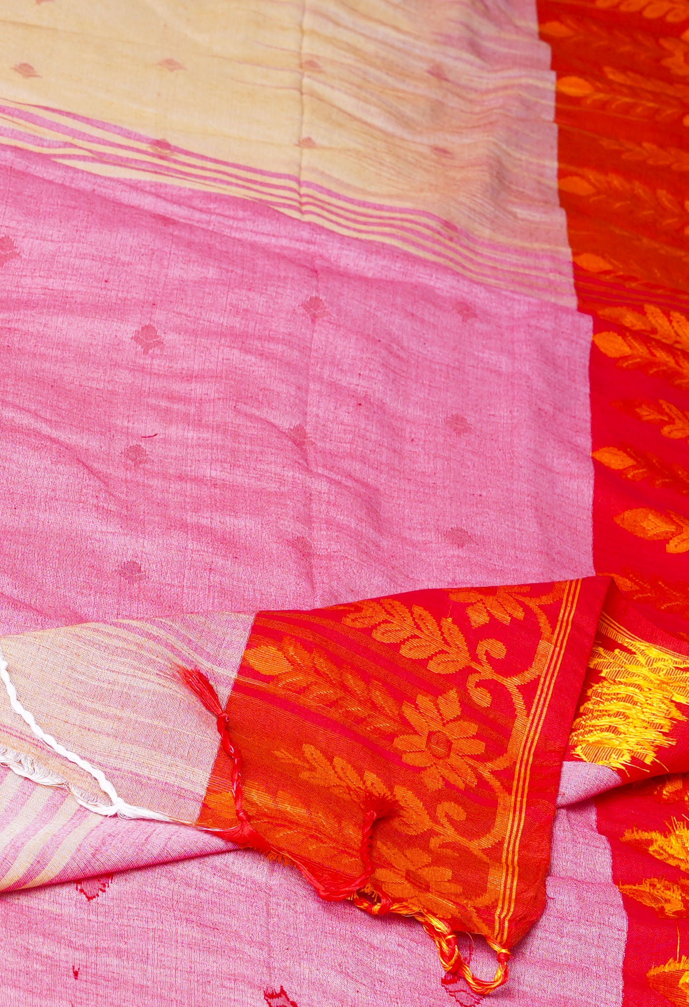 Beige Pure Handloom Bengal Cotton Linen Saree