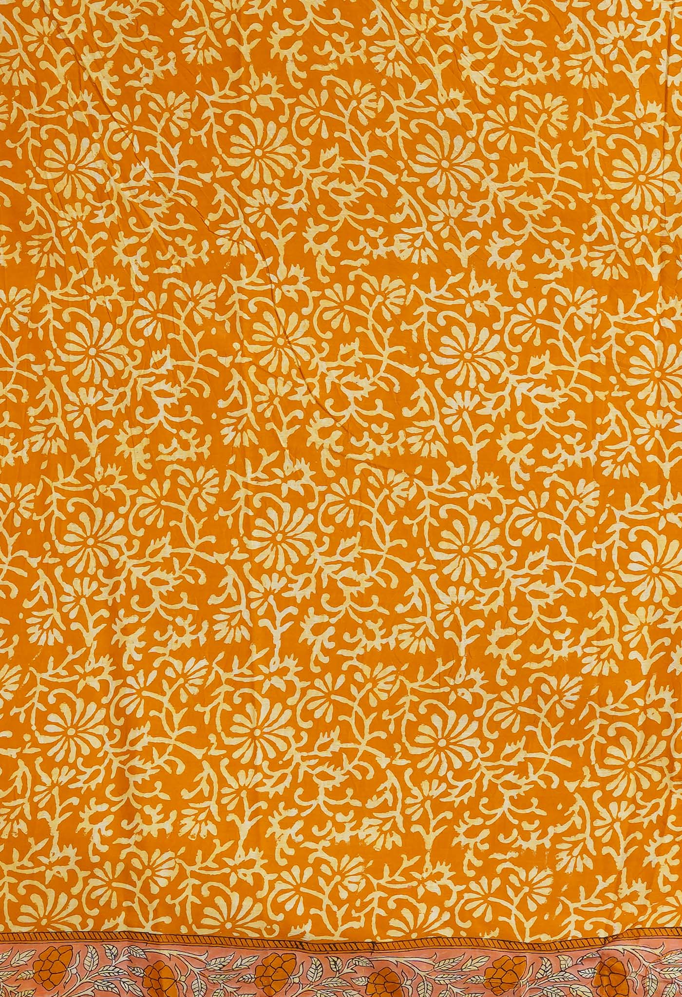 Yellow Pure Hand Block Printed Kota Saree-UNM77942