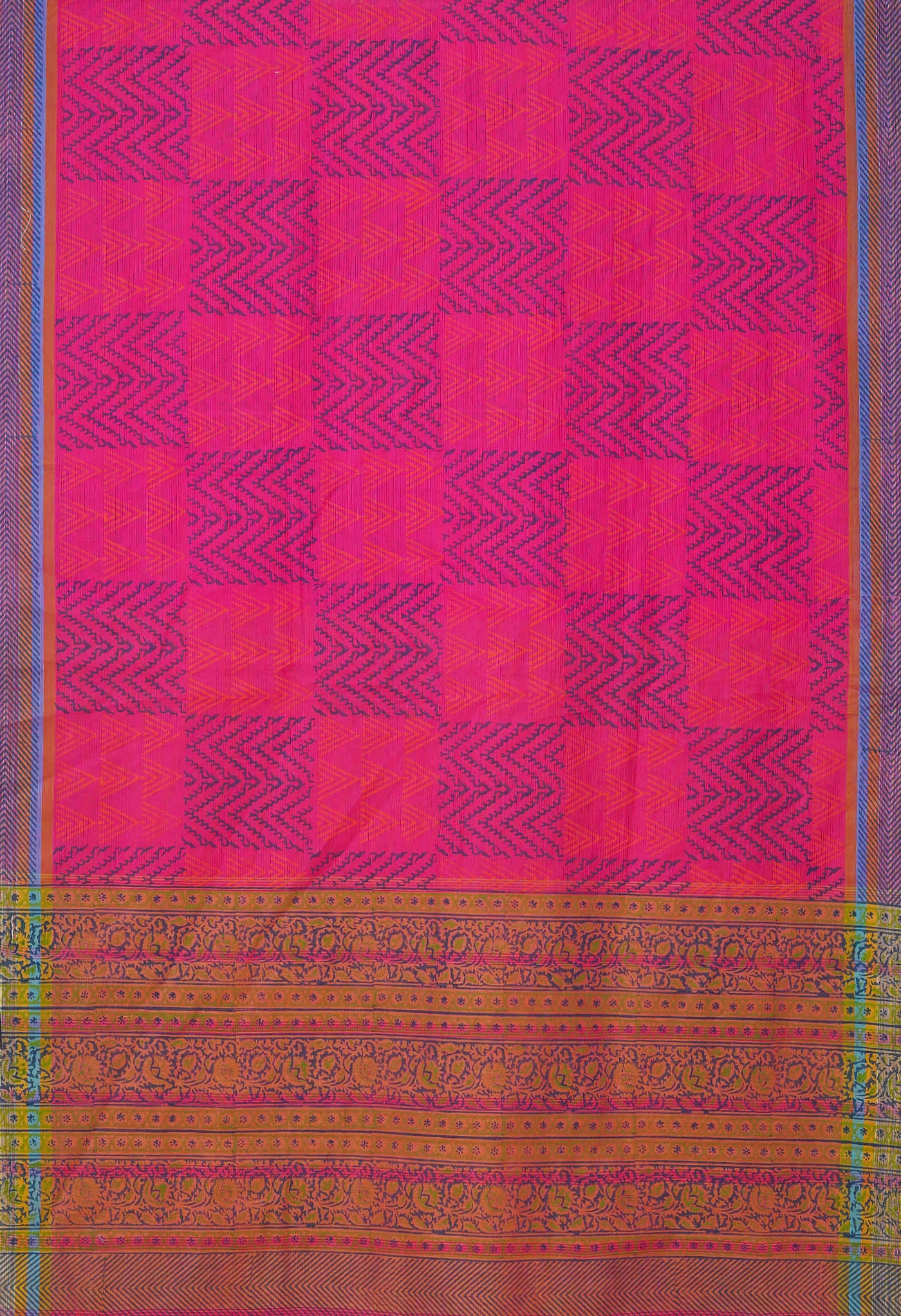 Pink Pure Hand Block Printed Mangalgiri Cotton Saree