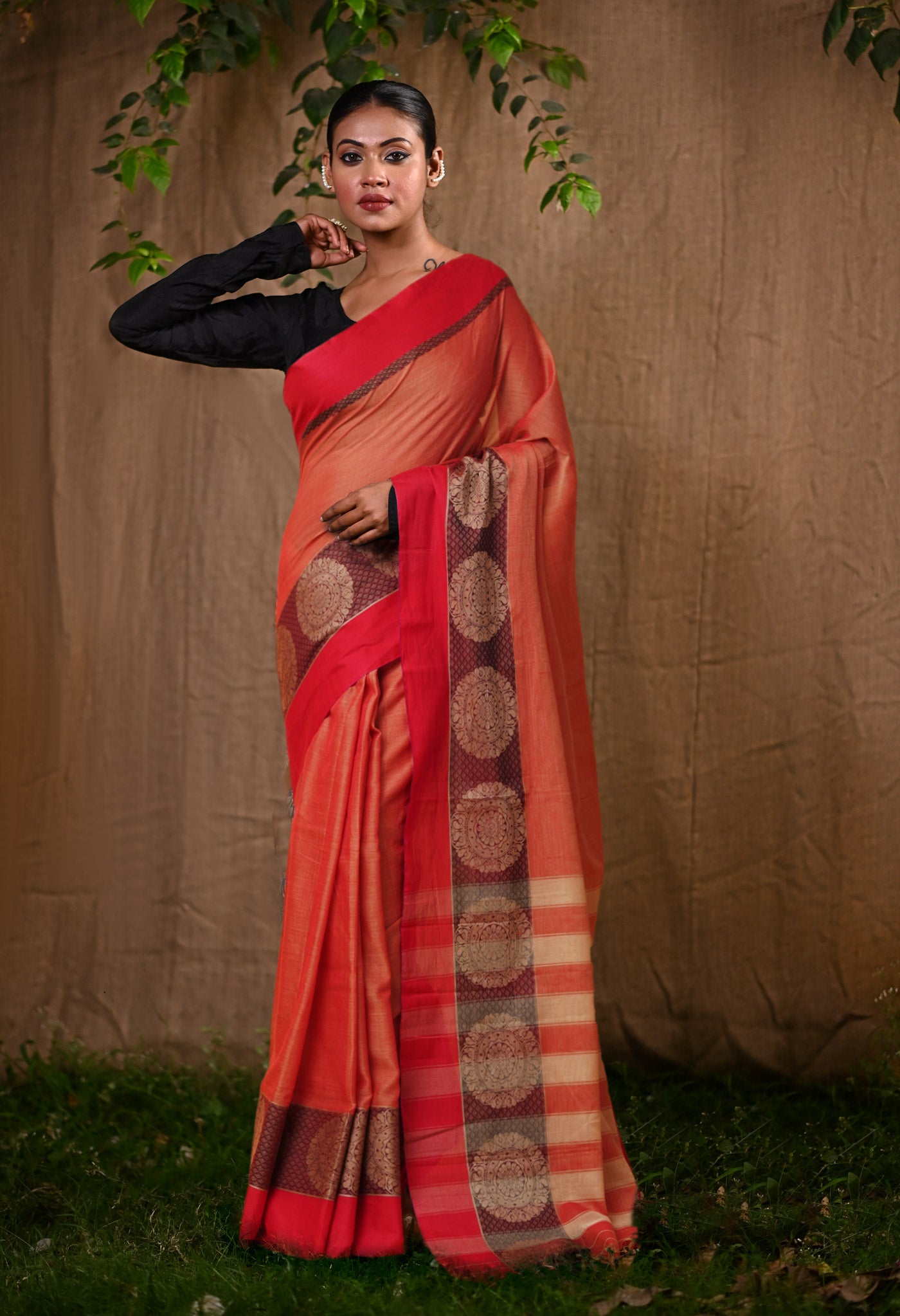 Red Pure Handloom Narayani Cotton Saree-UNM78878