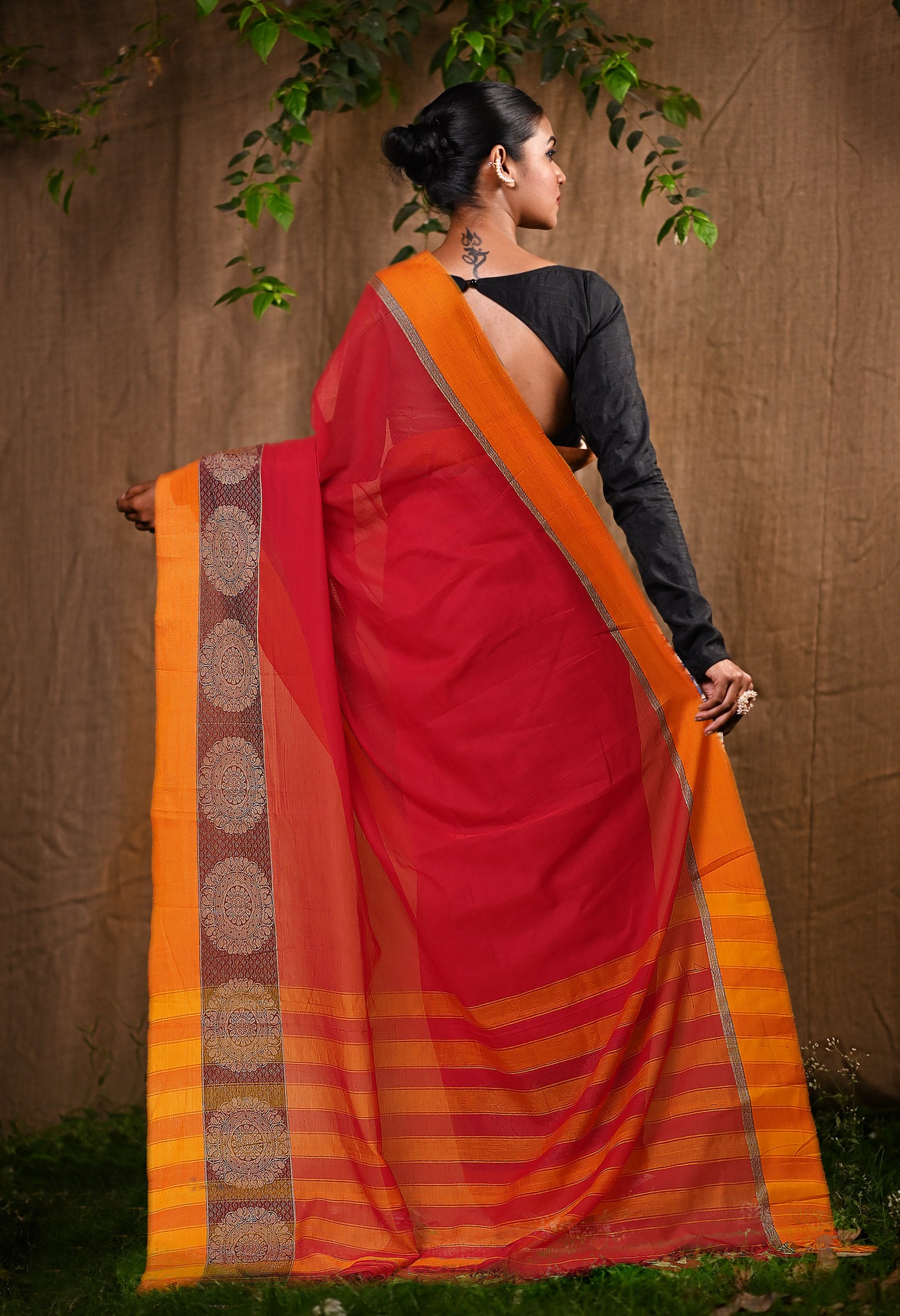 Red Pure Handloom Narayani Cotton Saree-UNM78883