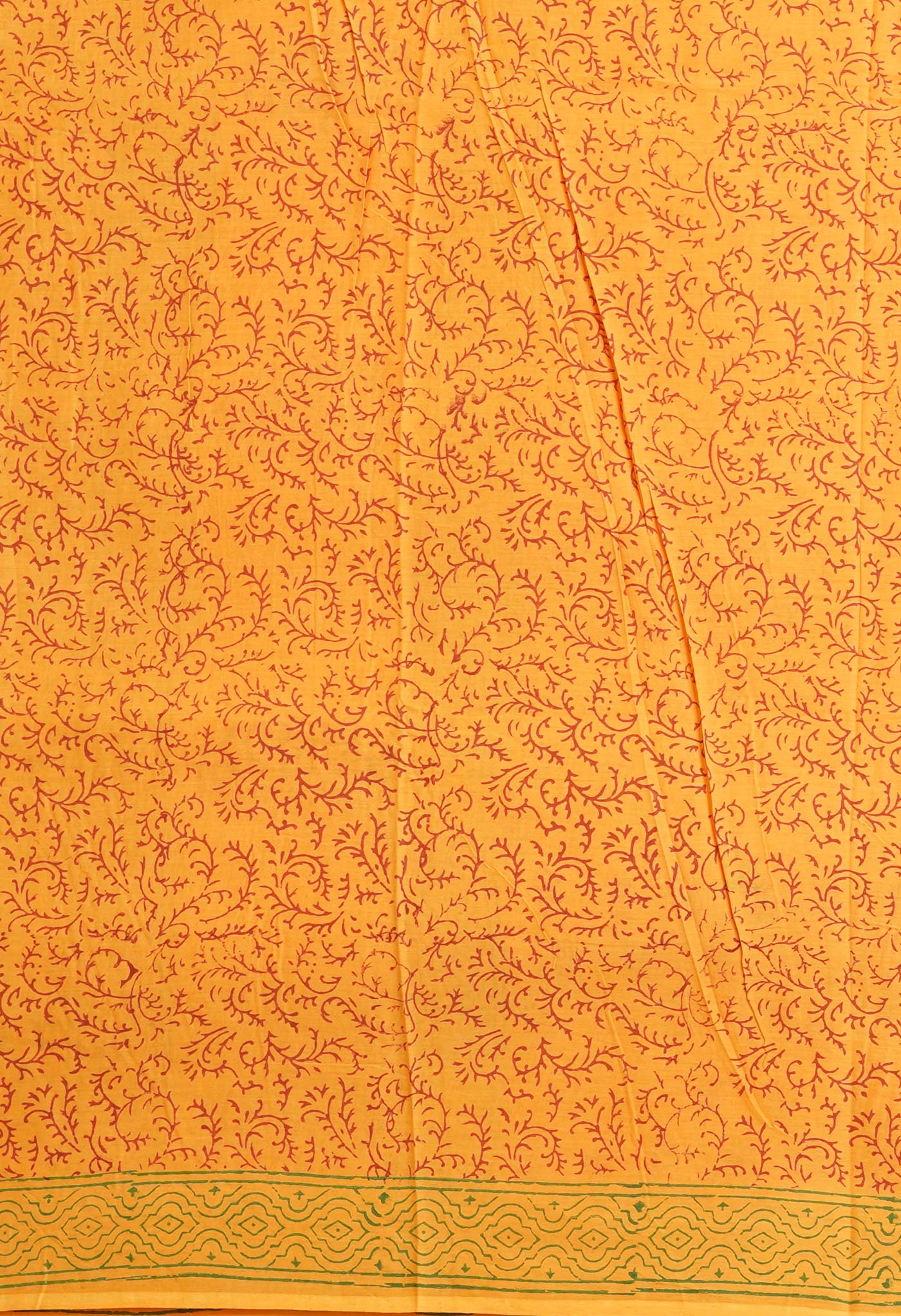 Yellow Pure Block Printed Soft Cotton Saree-UNM78982