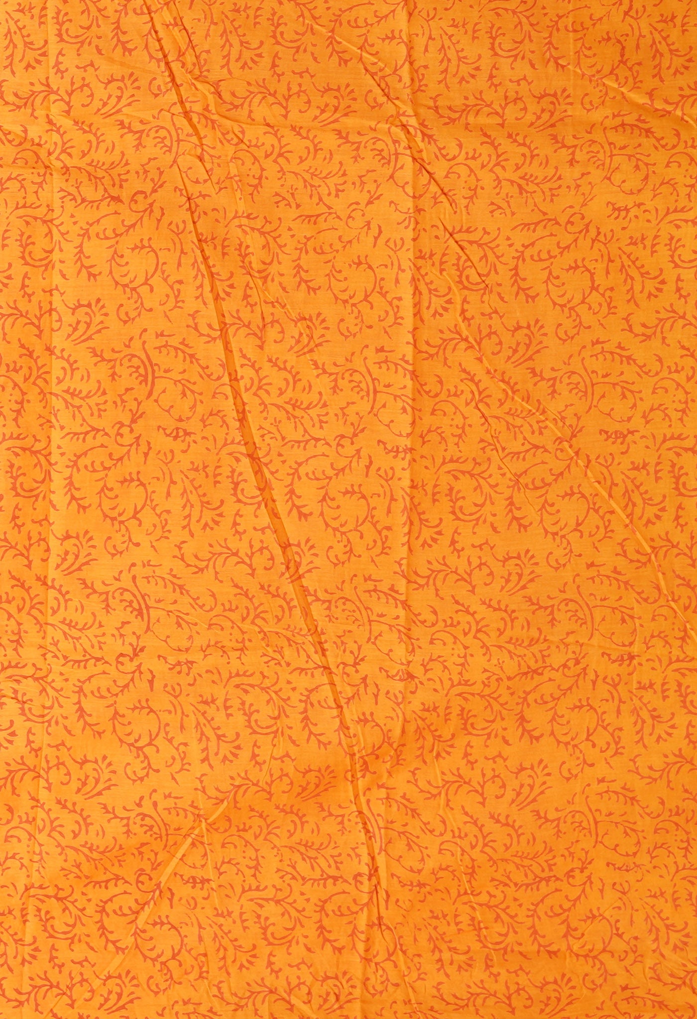 Yellow-Orange Pure Block Printed Soft Cotton Saree-UNM78986