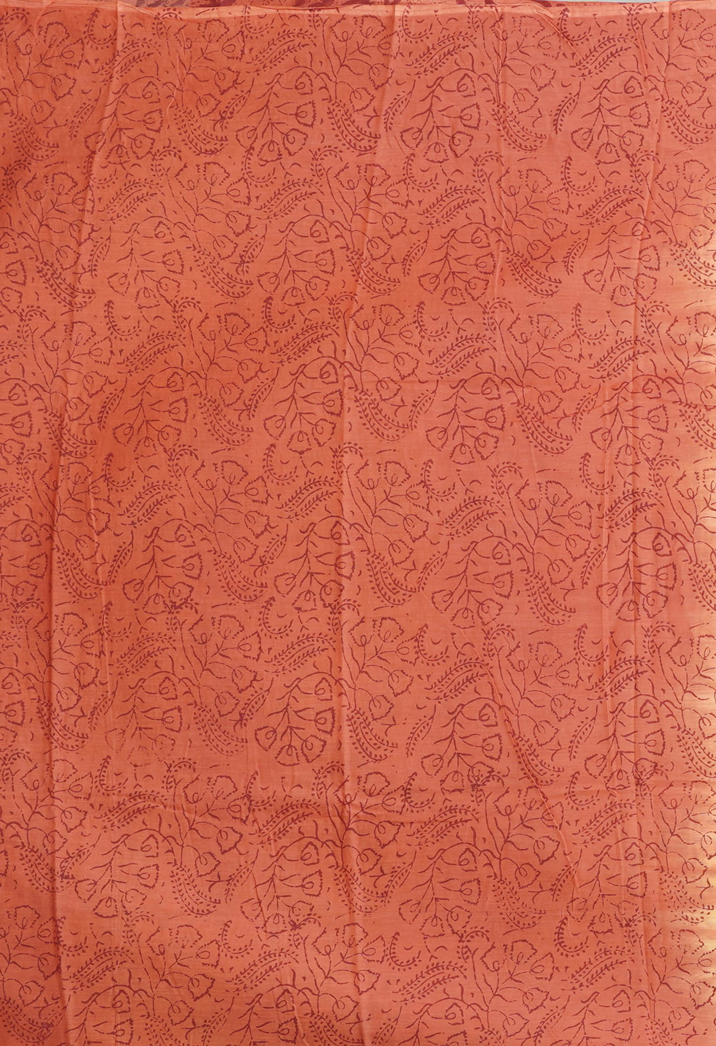 Yellow-Brown Pure Block Printed Soft Cotton Saree-UNM79000