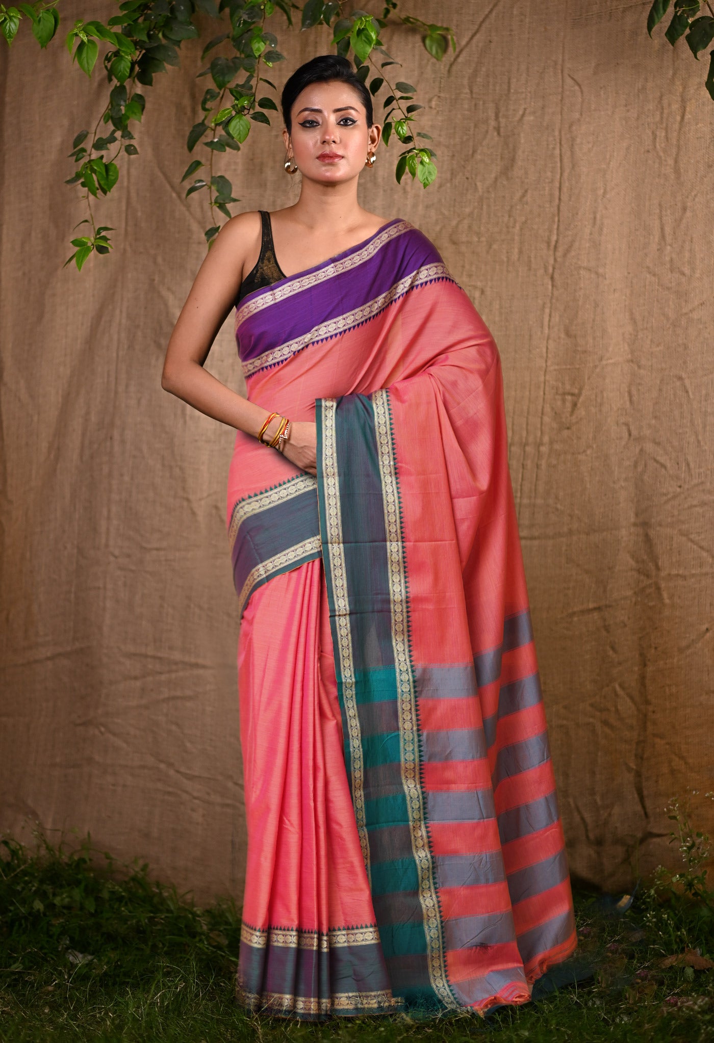 Pink Pure Handloom Narayani Cotton Saree-UNM79021