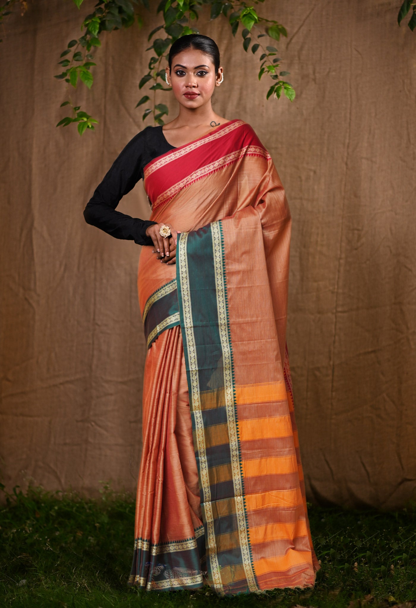 Brown Pure Handloom Narayani Cotton Saree-UNM79024