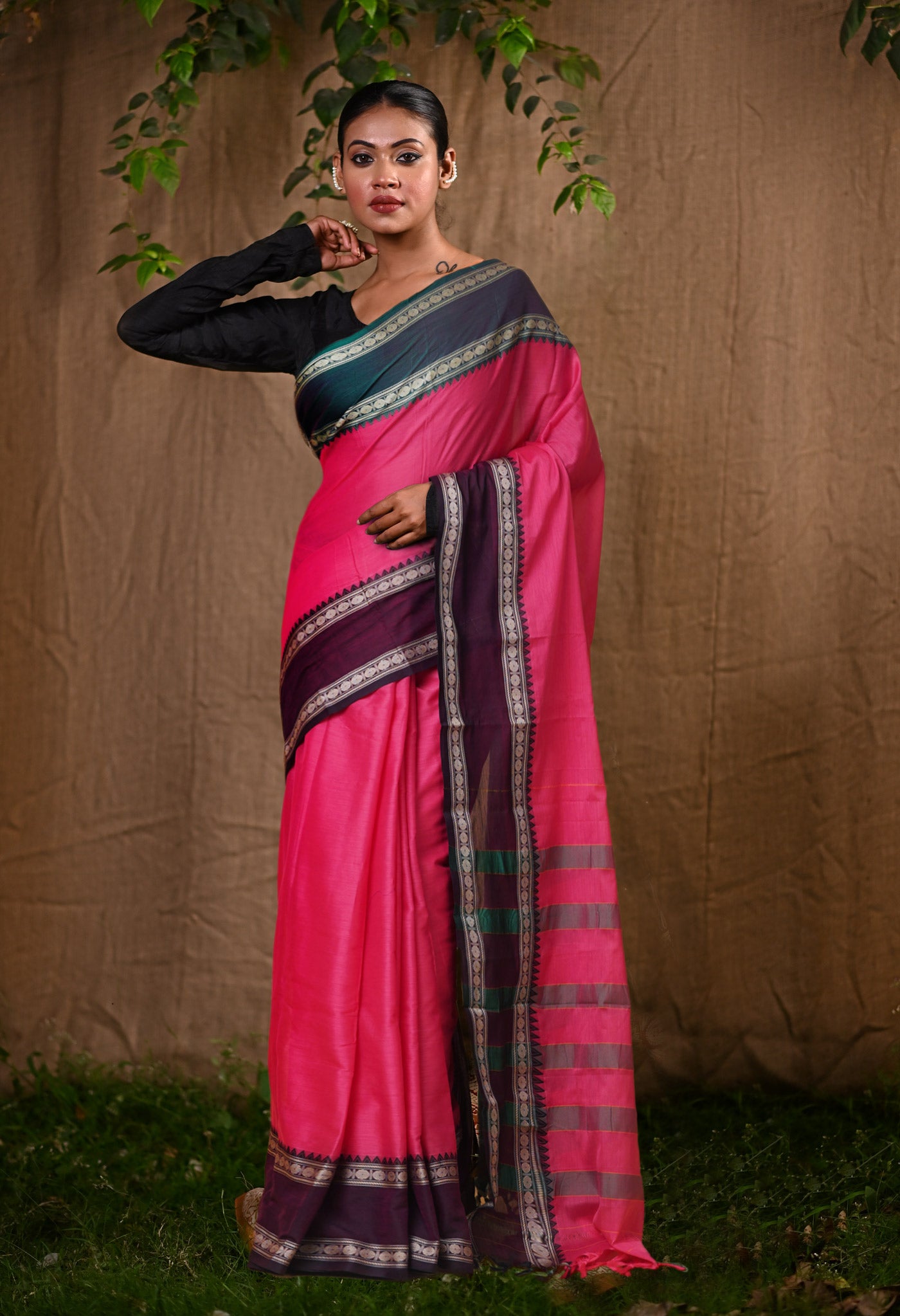 Pink Pure Handloom Narayani Cotton Saree-UNM79028