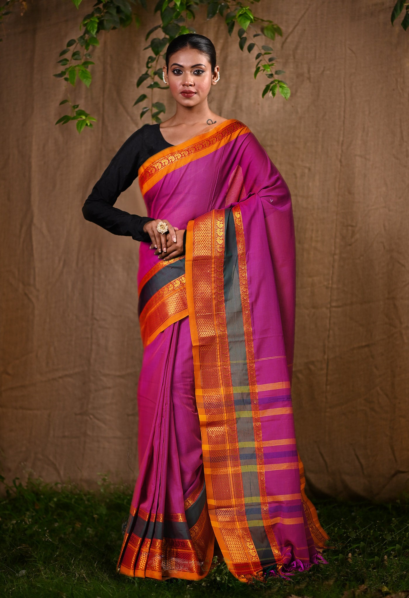 Pink Pure Handloom Narayani Cotton Saree-UNM79039