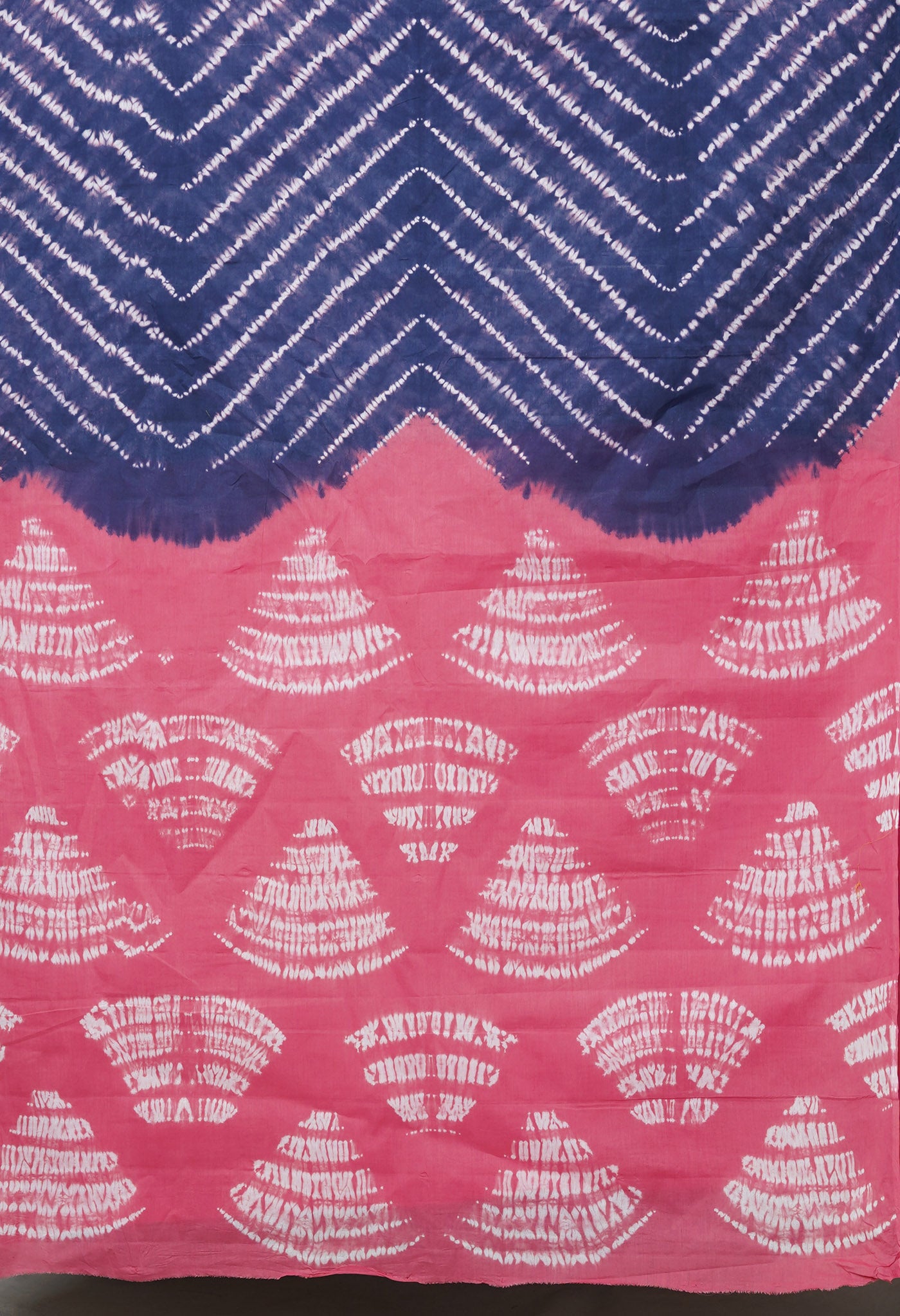 Blue-Pink Pure Tie And Dye Shibori Printed Soft Cotton Saree-UNM79067