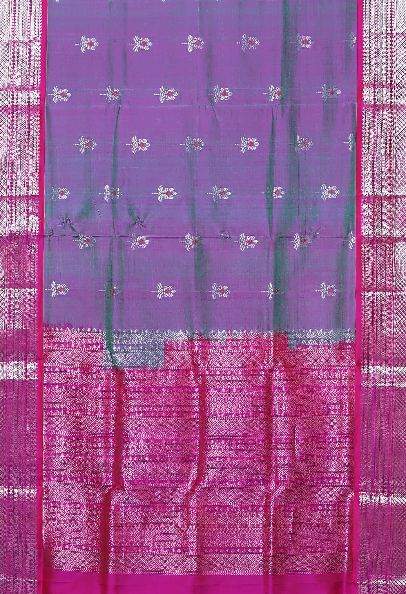 PinkGreen Pure Assam Silk Saree-UNM80706