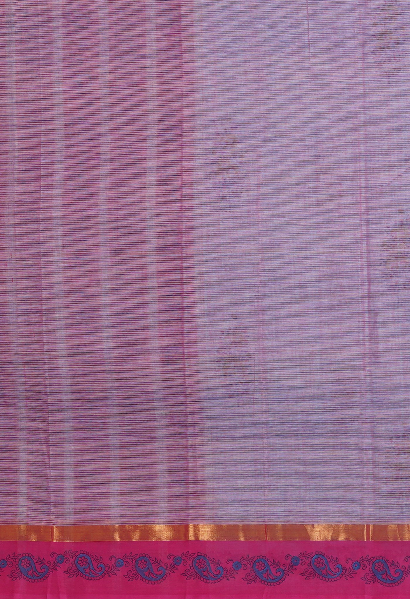 Blue Pure Hand Block Printed Mangalgiri Cotton Saree-UNM81315
