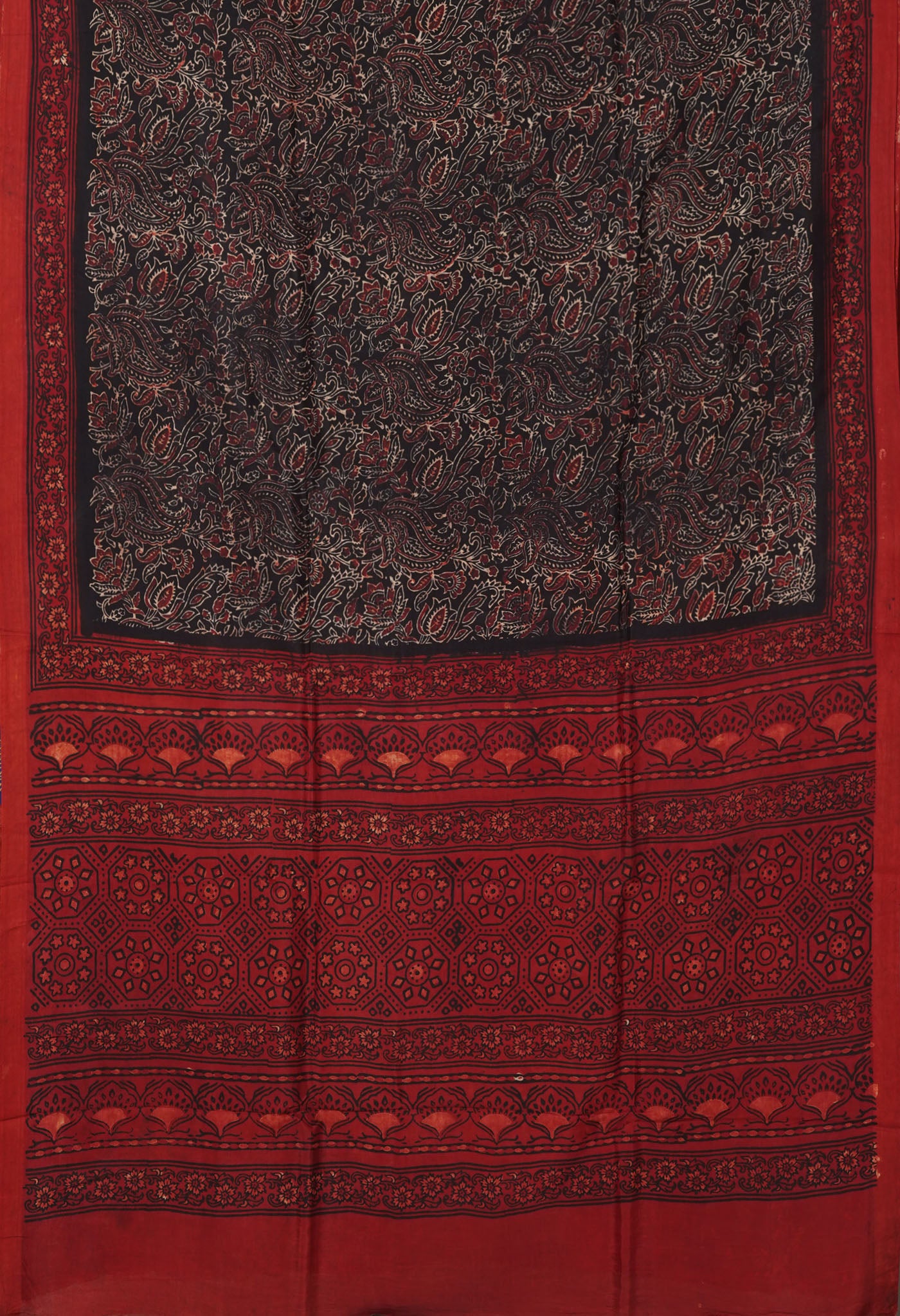 Black Pure  Ajrakh Printed Soft Silk Saree-UNM81570