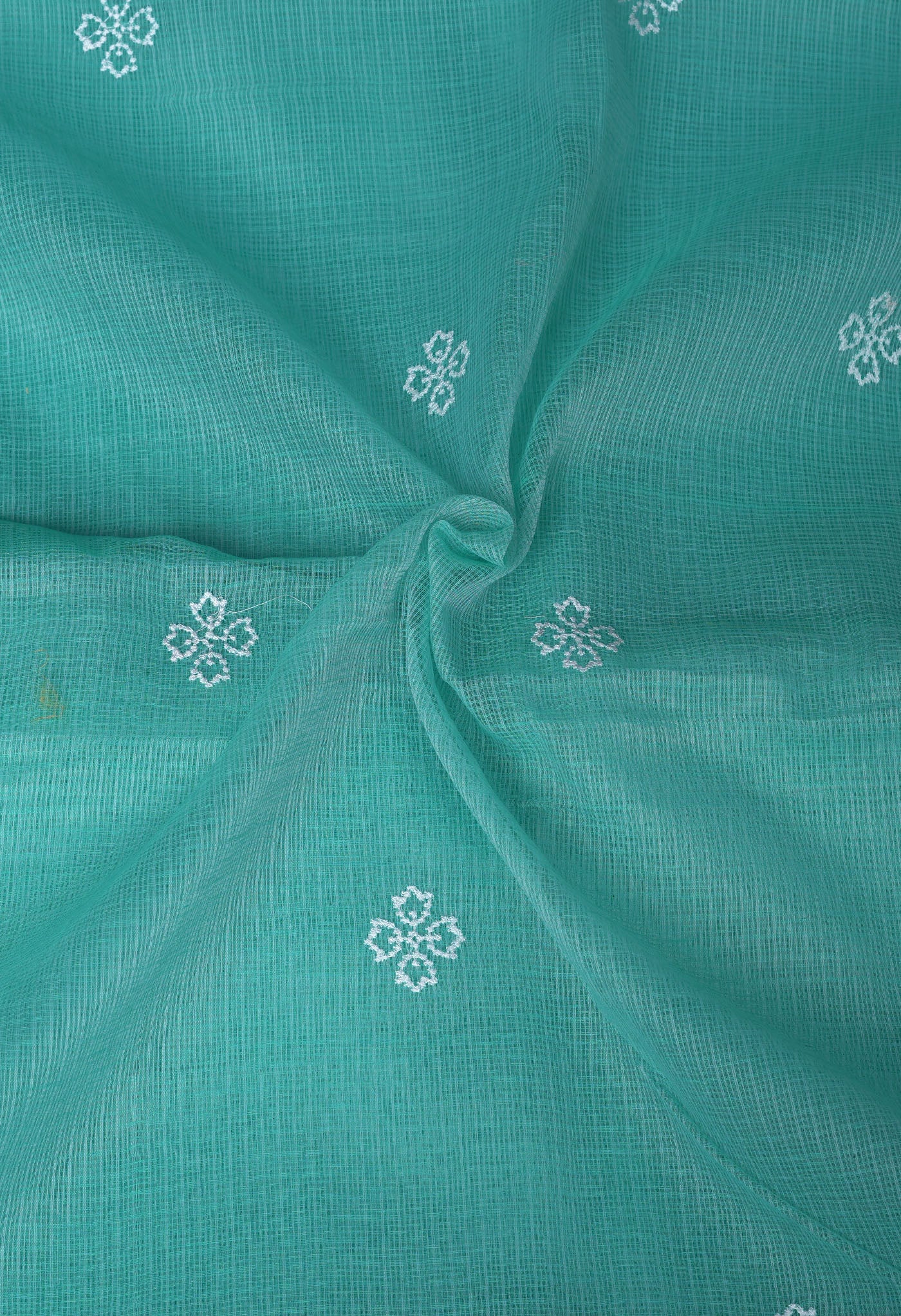 Turquoise Green Pure Emboridery Kota Saree-UNM82497