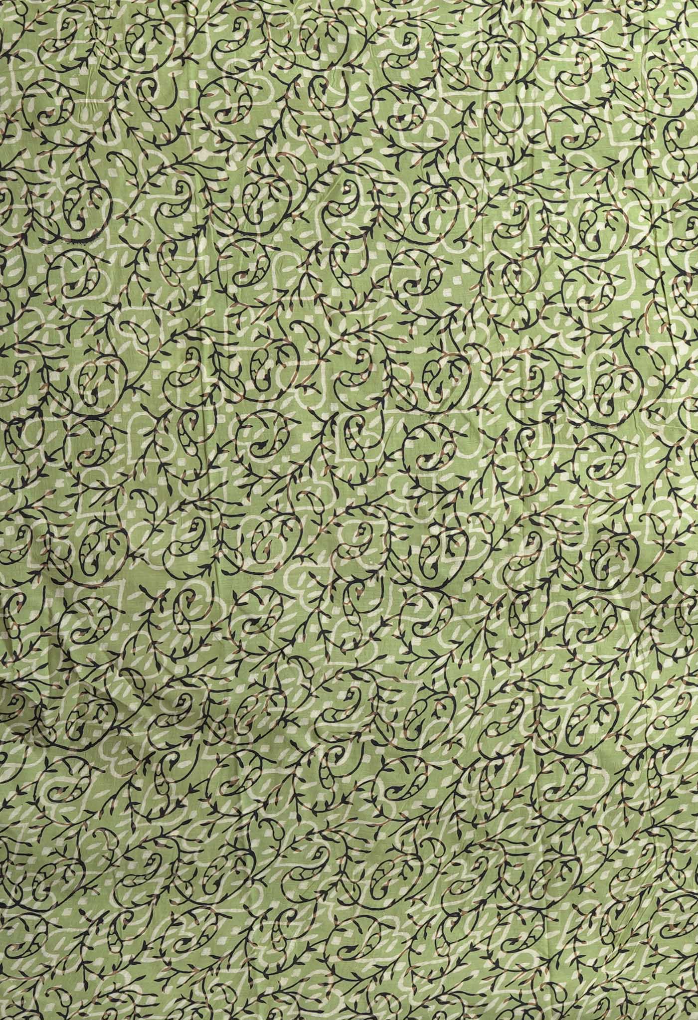 Green Pure Bagru Block Printed Chanderi Sico Saree-UNM82686