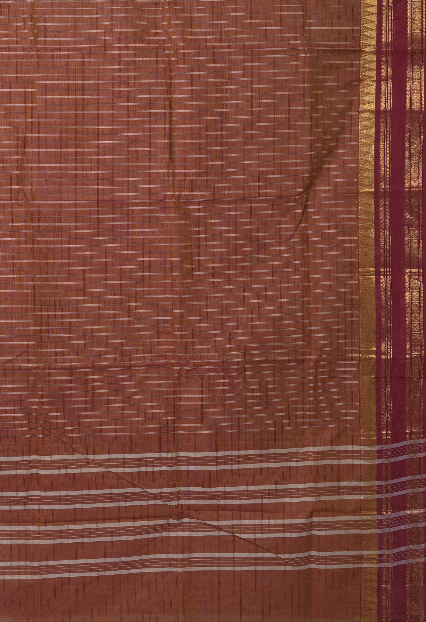 Mustard Brown Pure Pavani Handcrafted Kanchi Cotton Saree-UNM82746