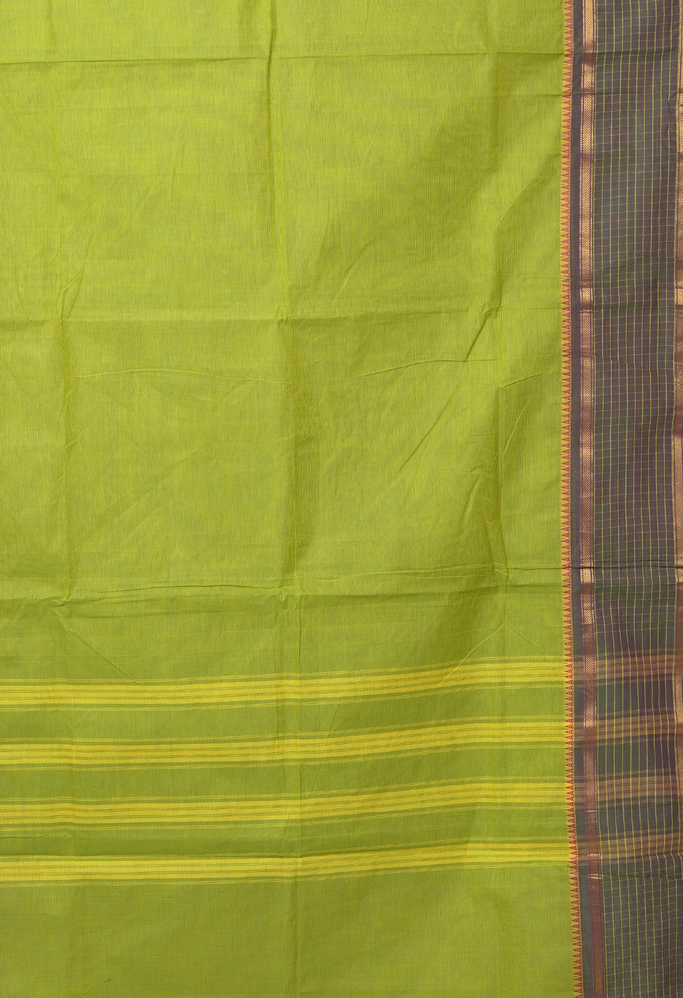 Lime Green Pure Pavani Handcrafted Kanchi Cotton Saree-UNM82770