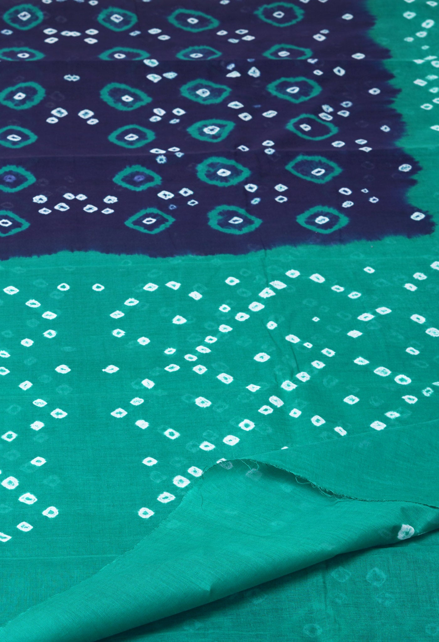 Navy Blue-Turquoise Blue Pure Bandhani Tie & Dye Soft Mulmul Cotton Saree-UNM82876