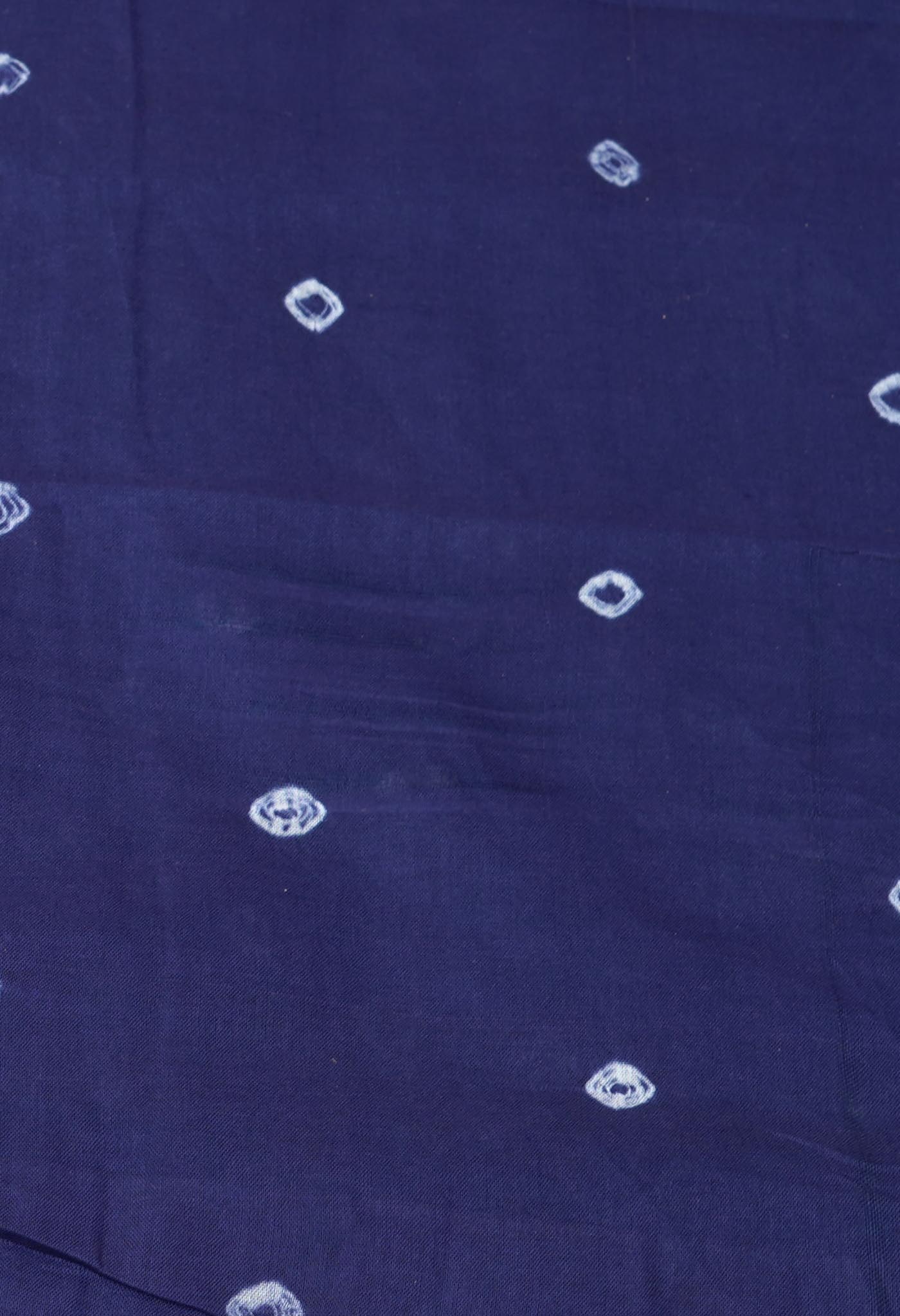 Navy Blue-Turquoise Blue Pure Bandhani Tie & Dye Soft Mulmul Cotton Saree-UNM82876