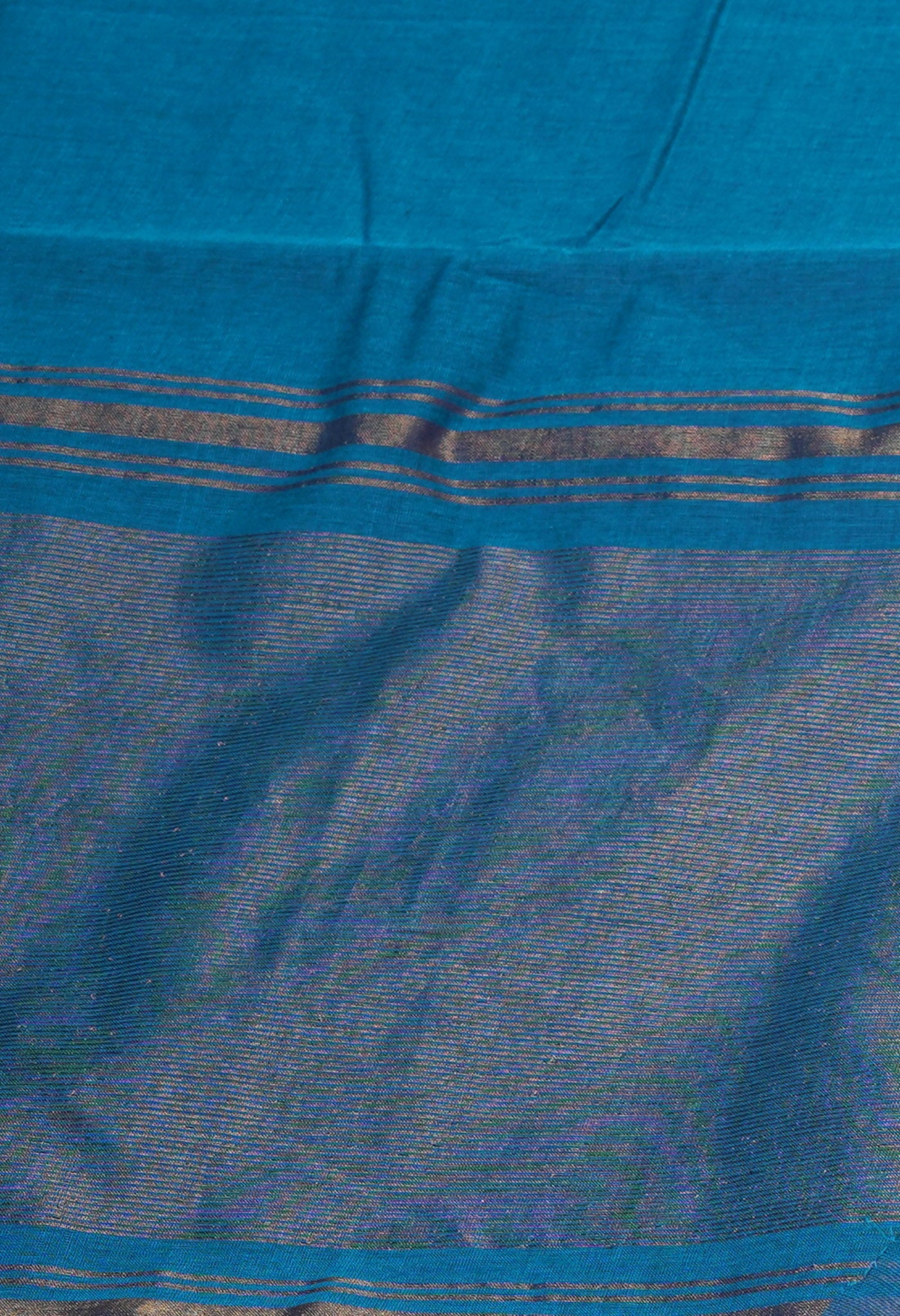 Peacock Blue Pure Plain Mangalgiri Cotton Saree-UNM82884