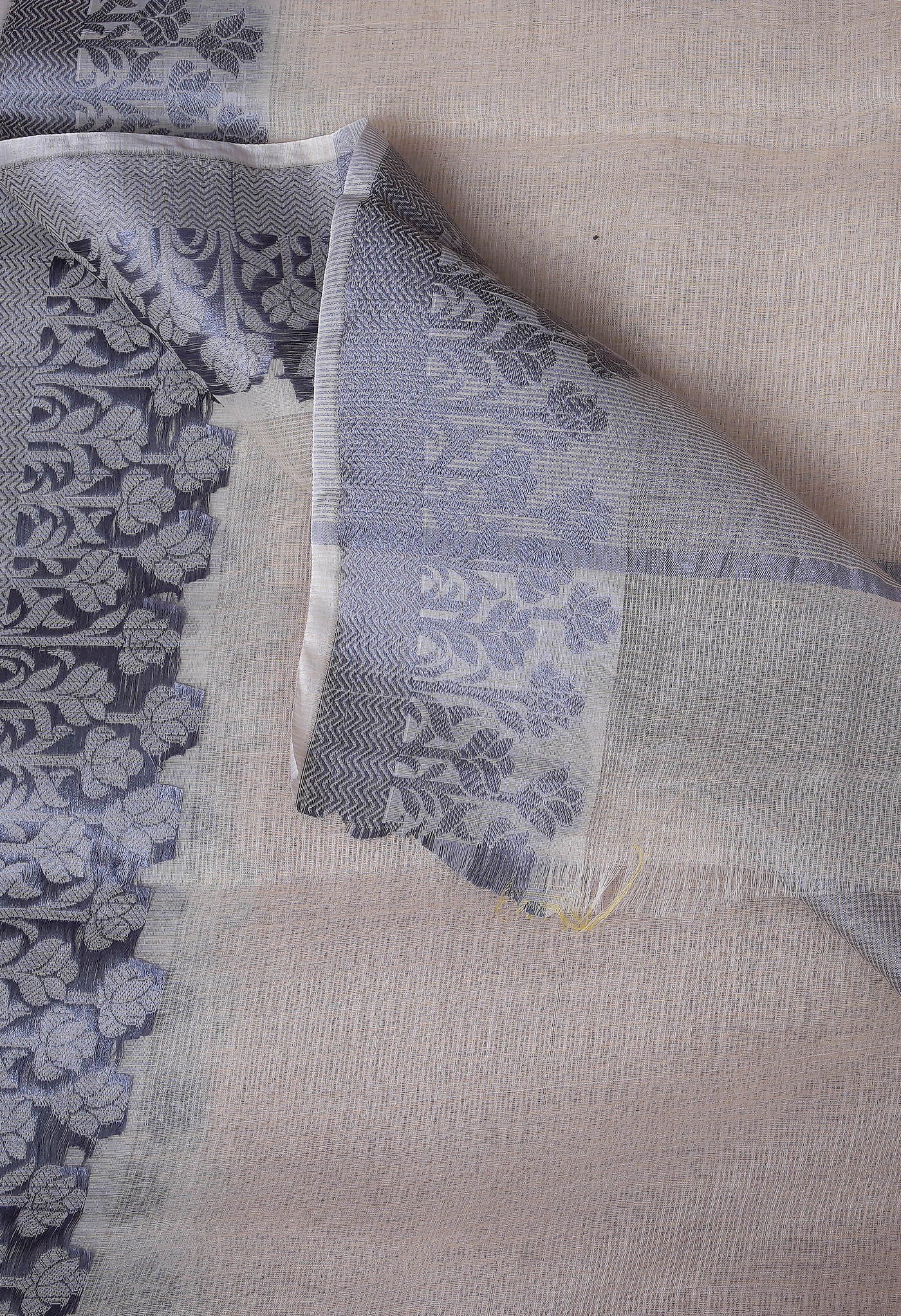 Cream Pure Plain Doria Kota Saree-UNM83023