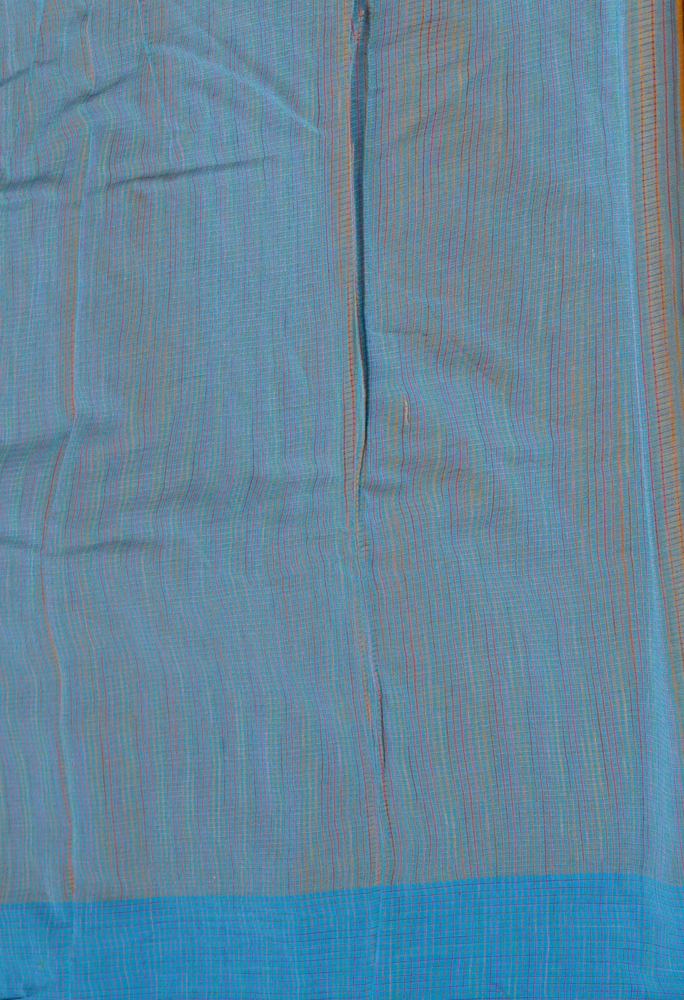 Mustard Brown-Blue Pure Plain Pavani Mangalgiri Cotton Saree-UNM83130