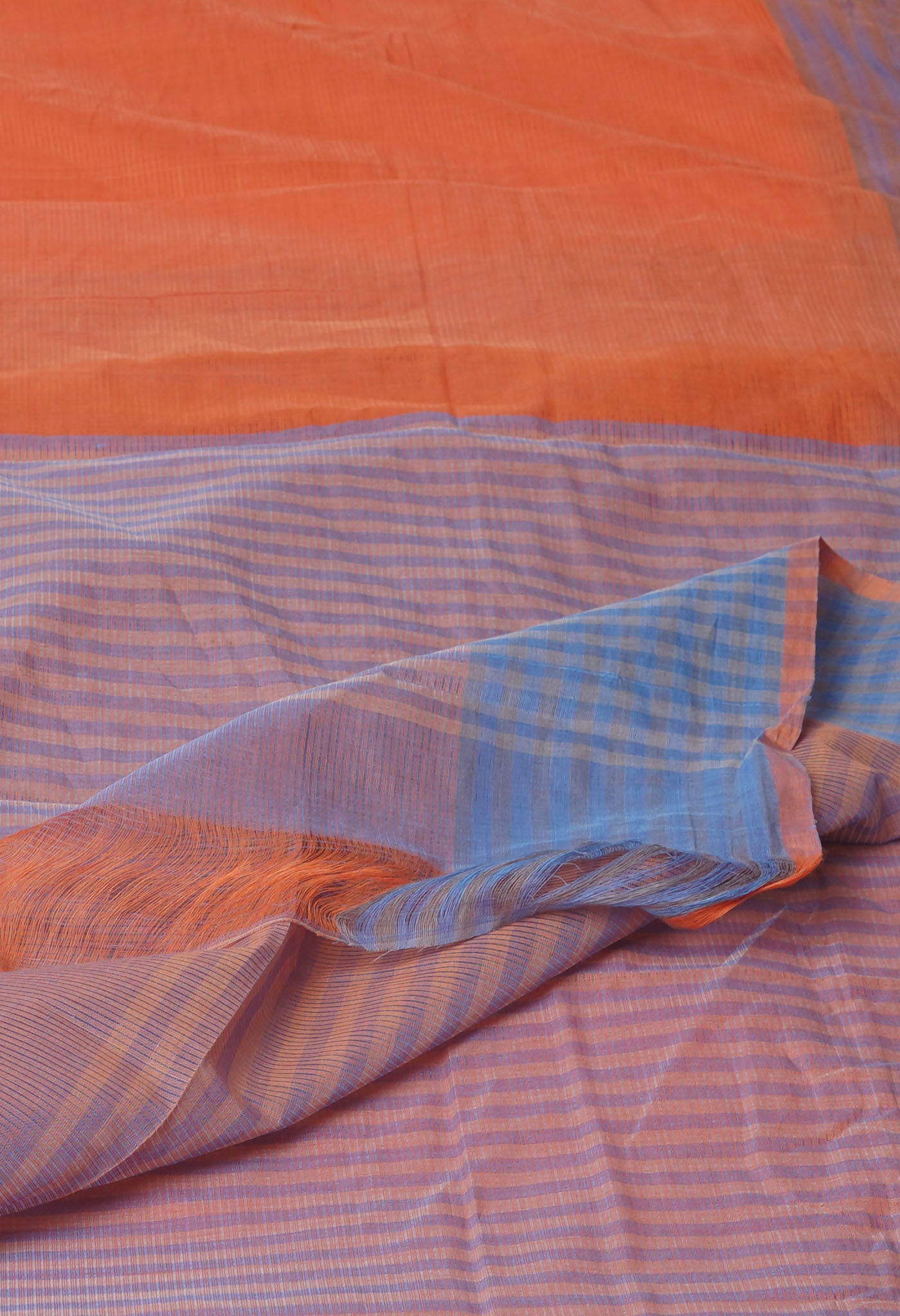 Orange Pure Plain Pavani Mangalgiri Cotton Saree-UNM83135