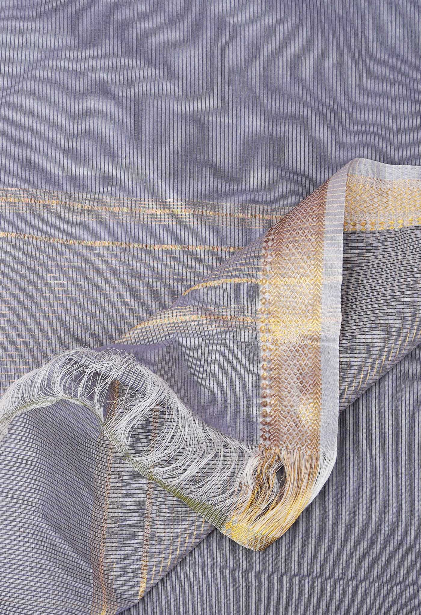 Grey Pure Plain Pavani Mangalgiri Cotton Saree-UNM83174