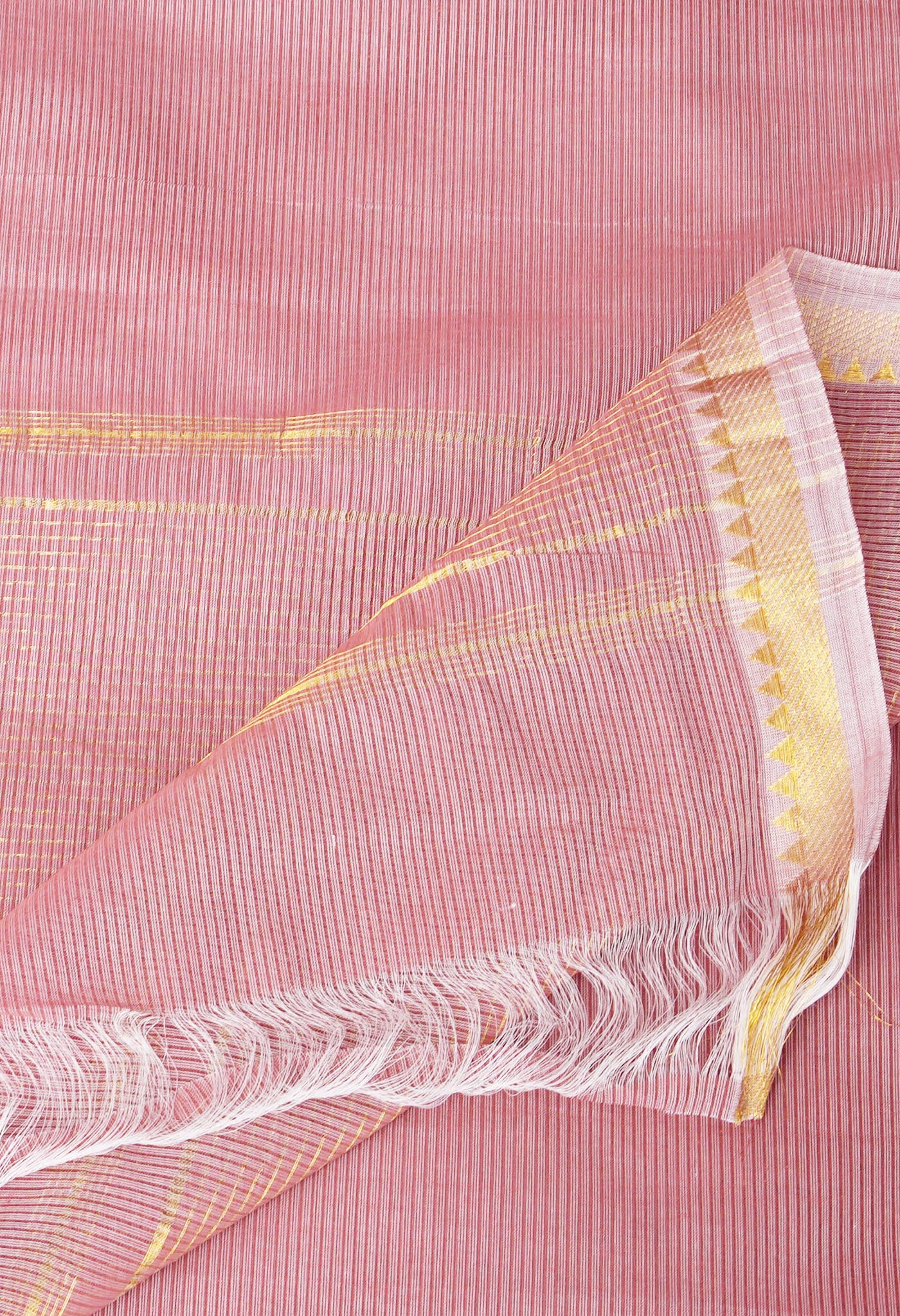 Light Mauve Pink Pure Plain Pavani Mangalgiri Cotton Saree-UNM83179