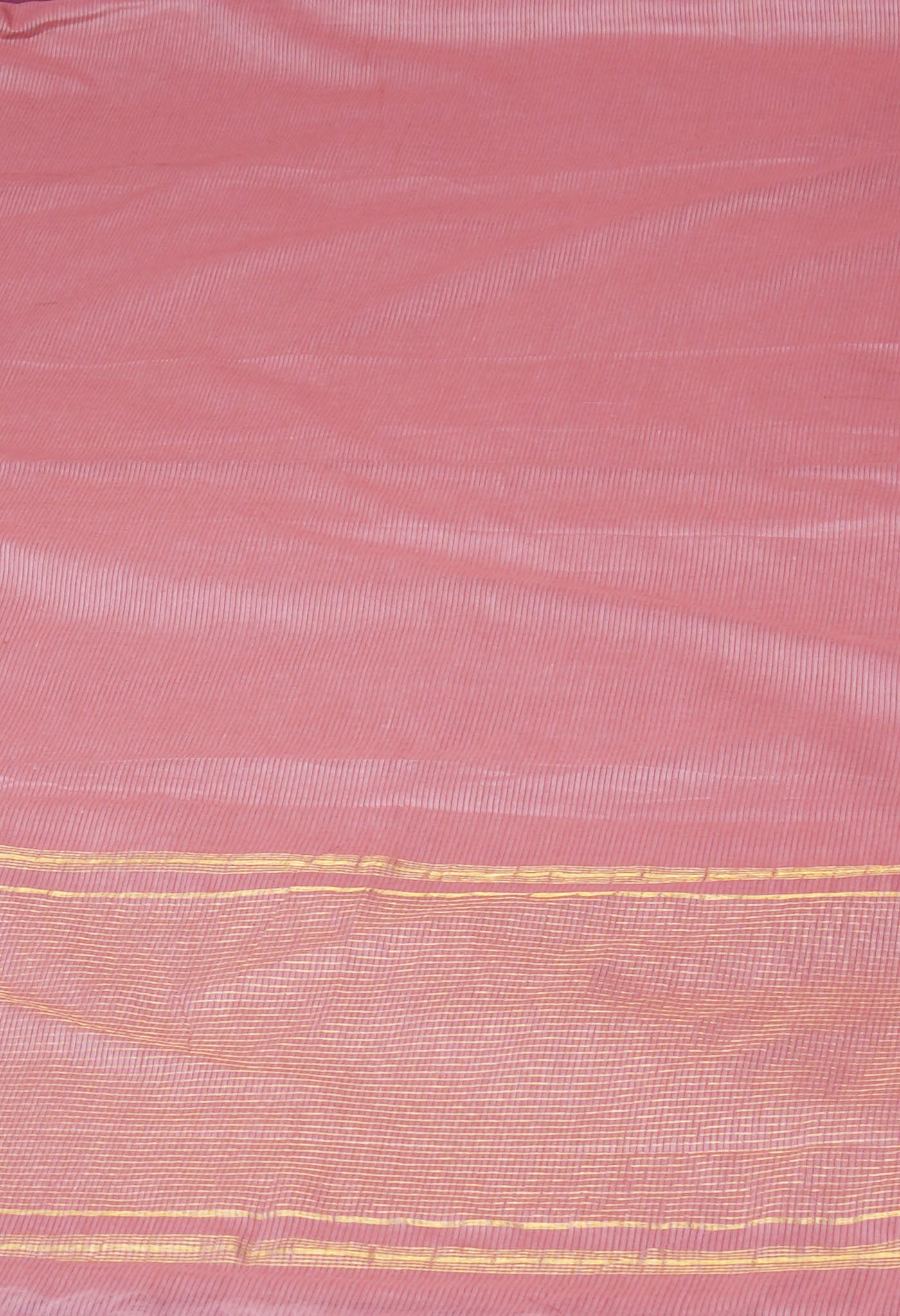 Light Mauve Pink Pure Plain Pavani Mangalgiri Cotton Saree-UNM83179