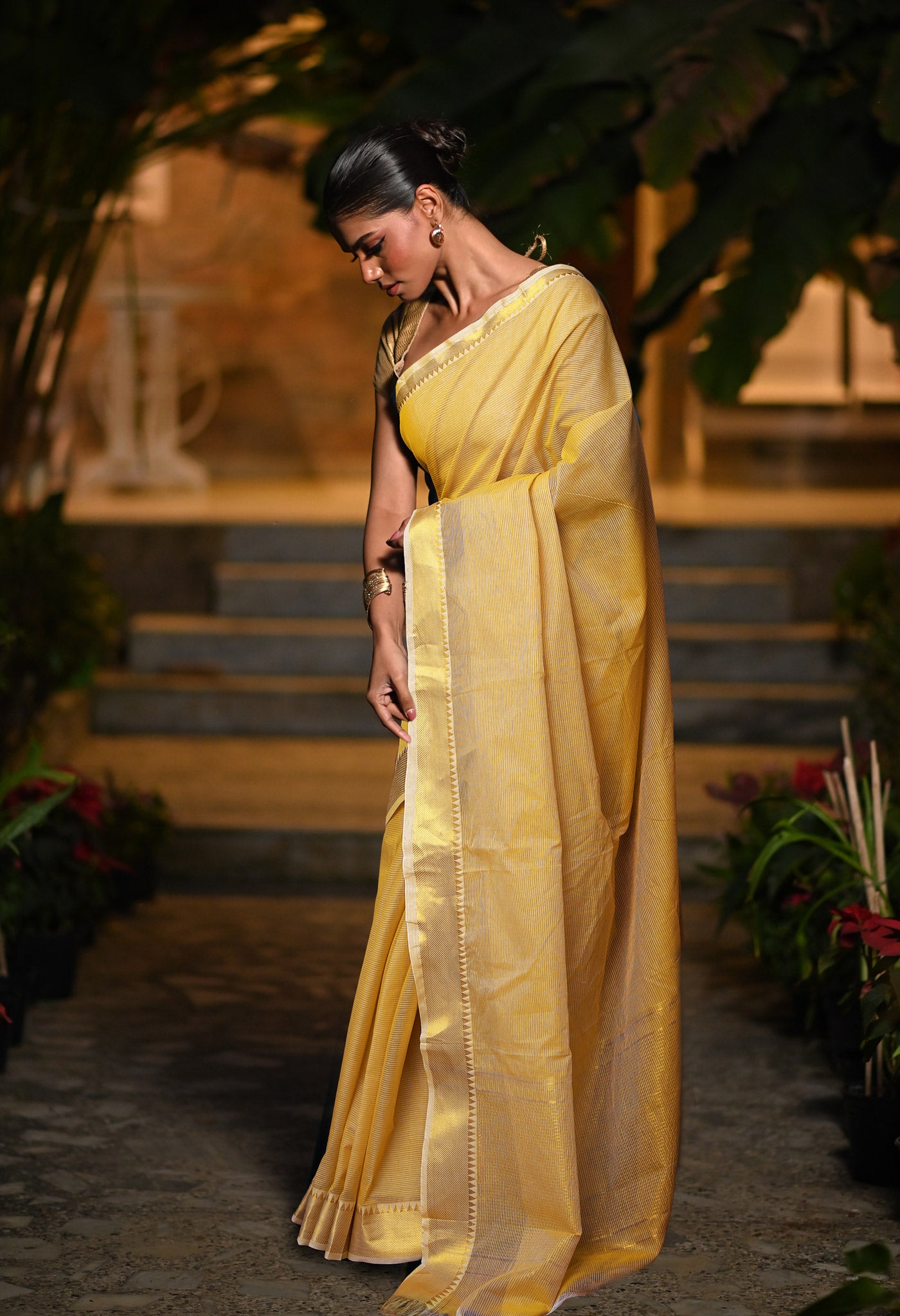 Beige Pure Plain Pavani Mangalgiri Cotton Saree-UNM83185