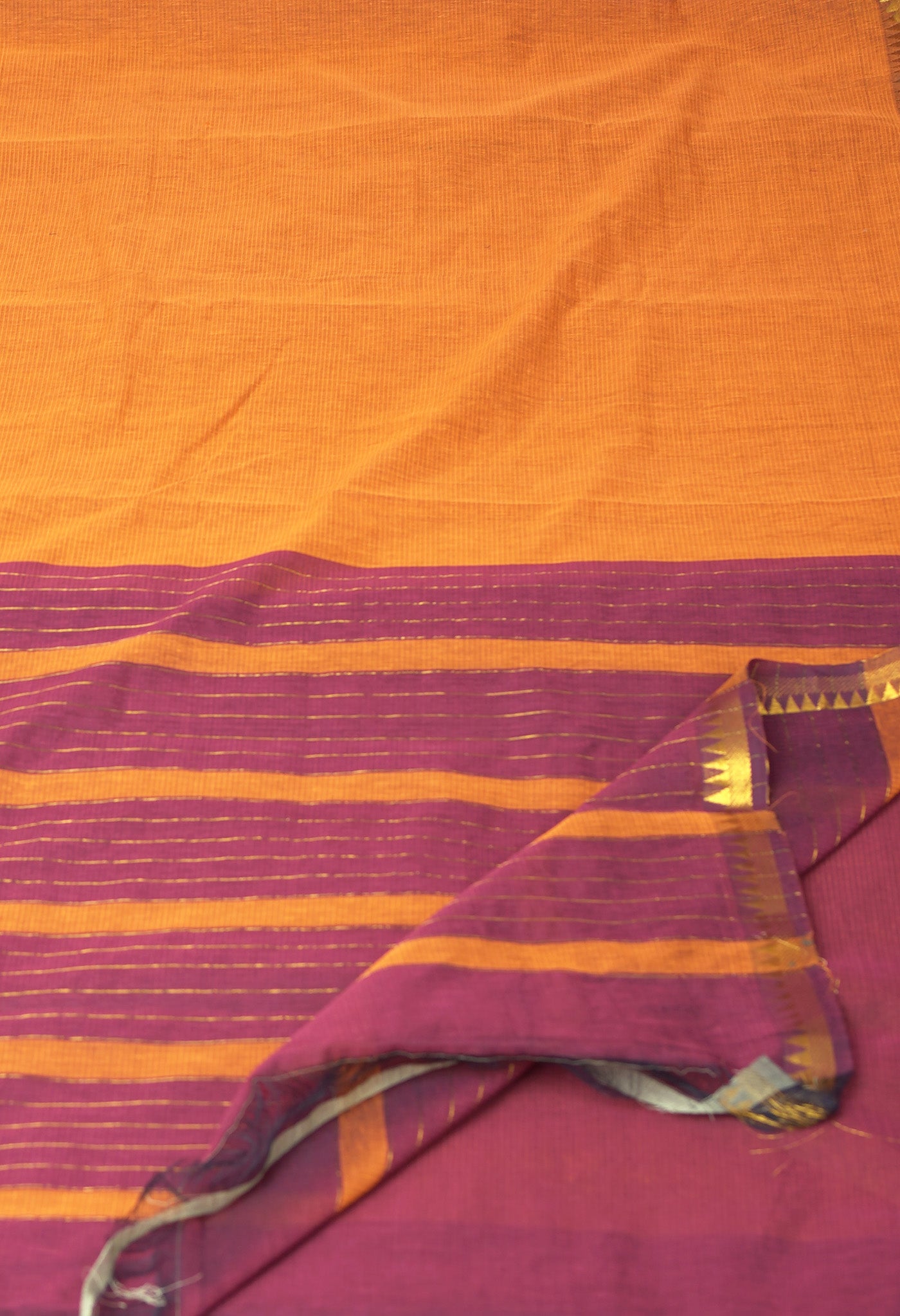 Orange Pure Plain Pavani Mangalgiri Cotton Saree-UNM83186