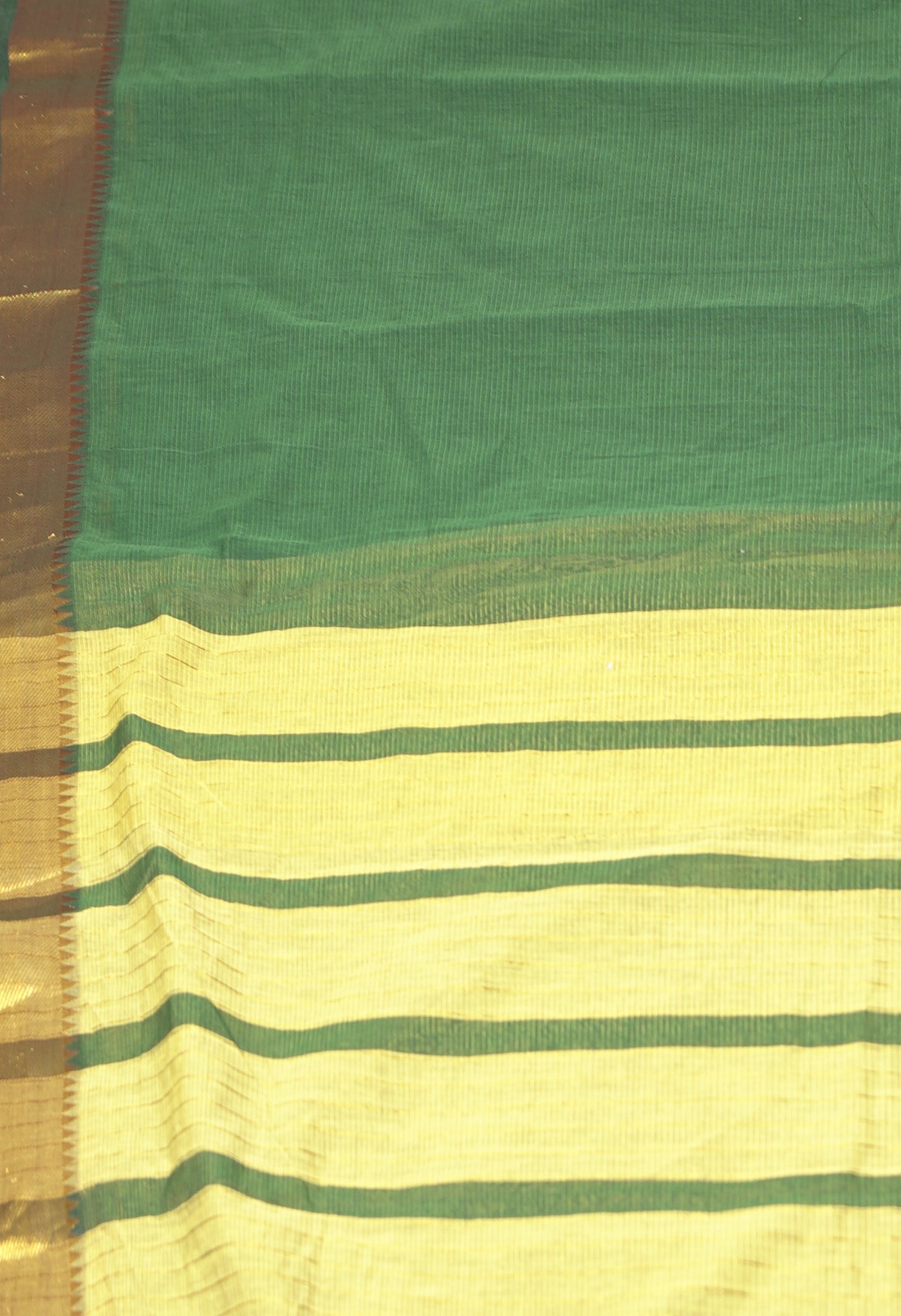 Dark Green Pure Plain Pavani Mangalgiri Cotton Saree-UNM83187