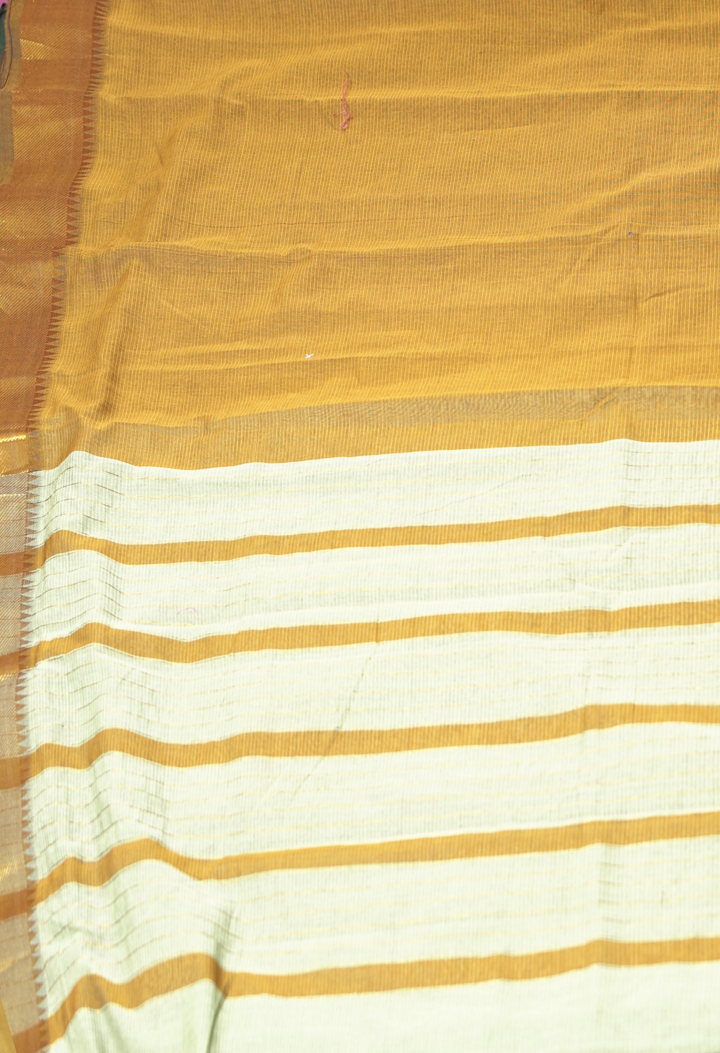 Mustard Brown Pure Plain Pavani Mangalgiri Cotton Saree-UNM83188