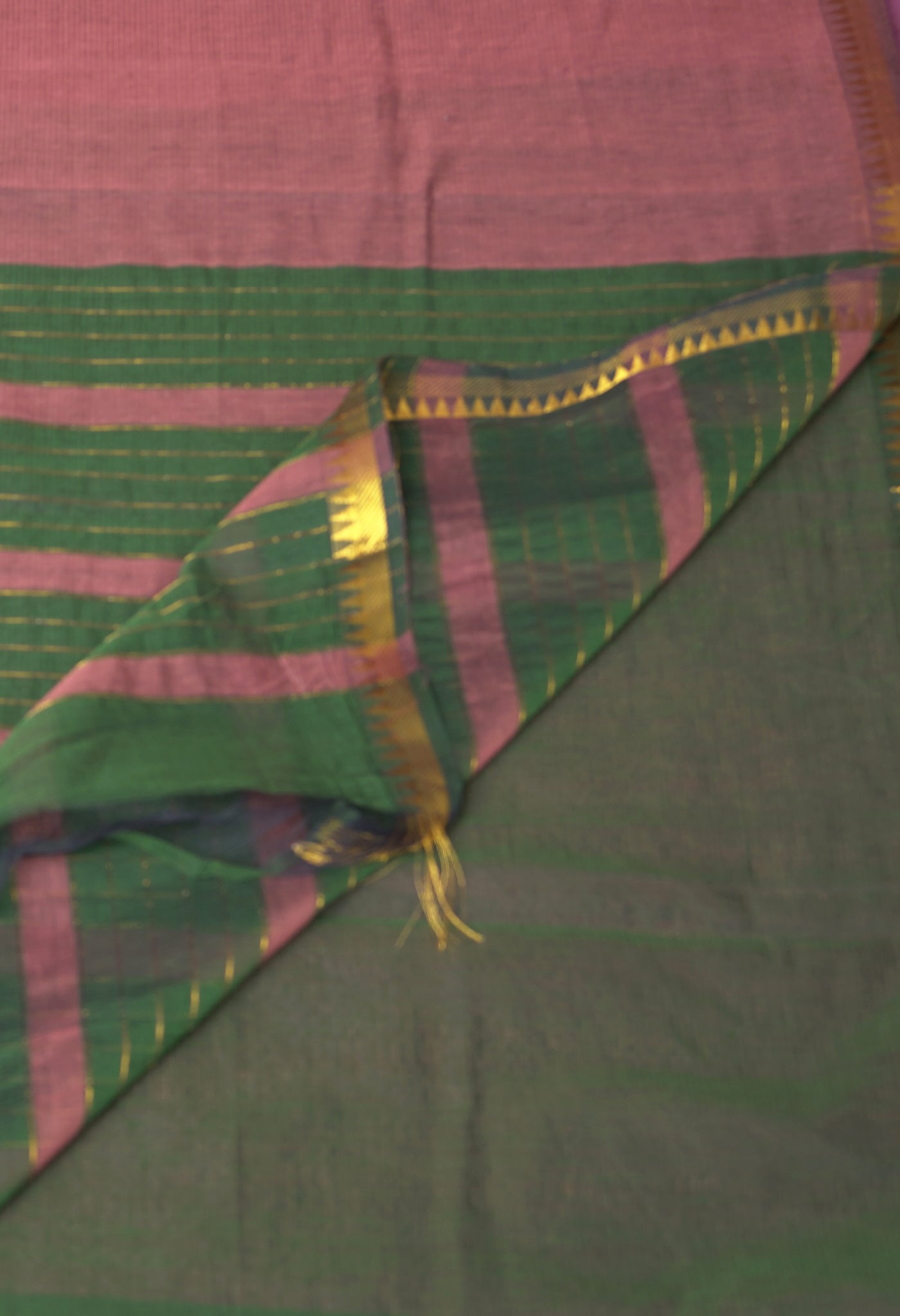 Taupe Brown Pure Plain Pavani Mangalgiri Cotton Saree-UNM83189