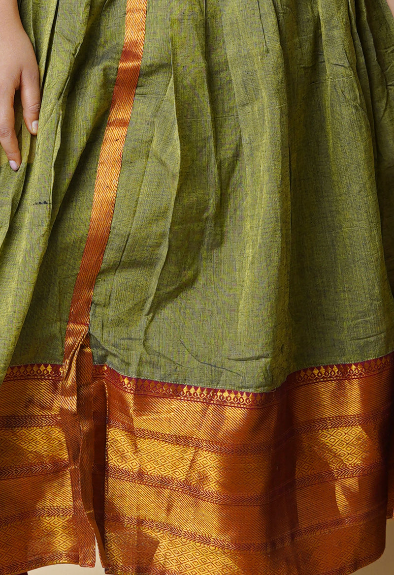 Olive Green Pure Handloom Pavani Narayanpet Cotton Kurta-PKK1926