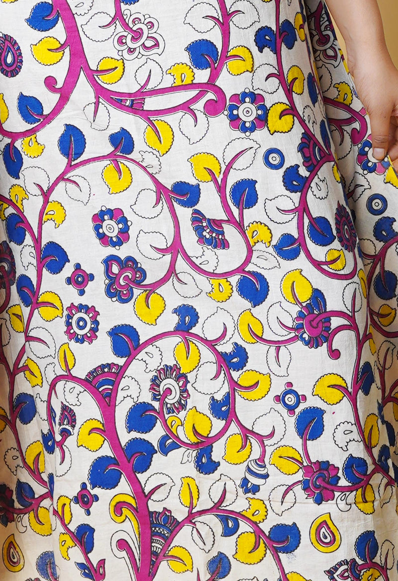 Ivory Pure Kalamkari Floral Printed Cotton Kurta-PKK1939