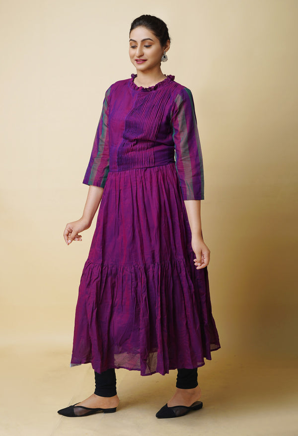 Purple Pure Handloom Pavani Narayanpet Cotton Kurta-PKK1922