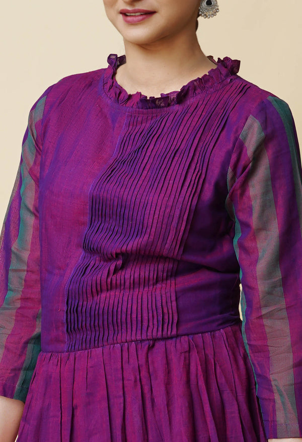 Purple Pure Handloom Pavani Narayanpet Cotton Kurta-PKK1922