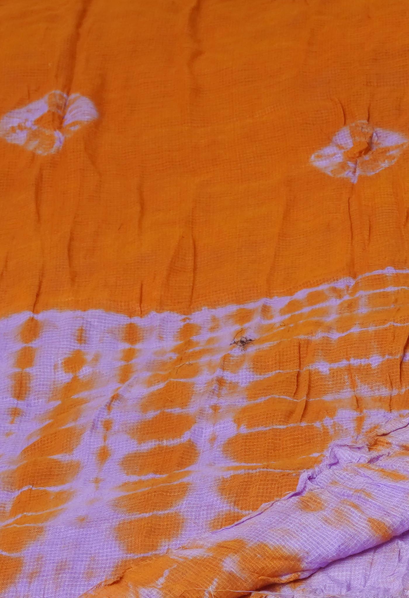Brown-Lavender Pure Tie- Dye Shibori Cotton Dupatta-UDS3342