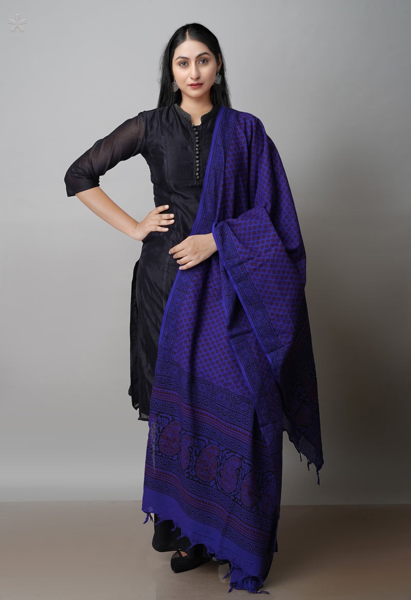 Blue Art Chanderi Bagh Printed Cotton Dupatta–UDS4346