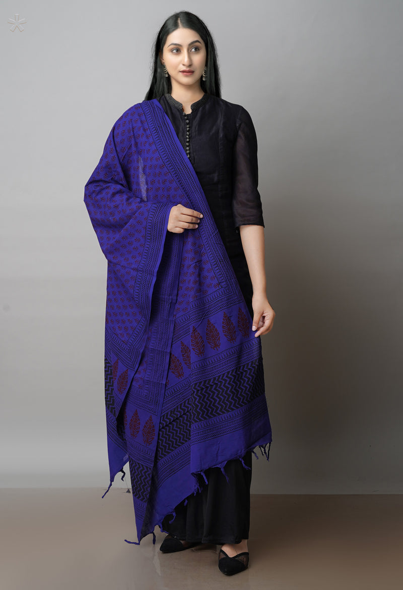Blue Art Chanderi Bagh Printed Cotton Dupatta–UDS4348