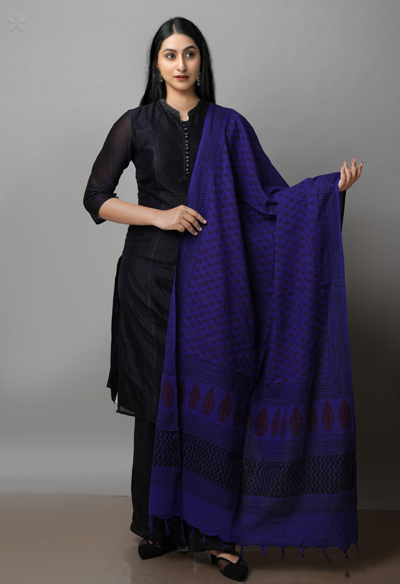Blue Art Chanderi Bagh Printed Cotton Dupatta–UDS4348
