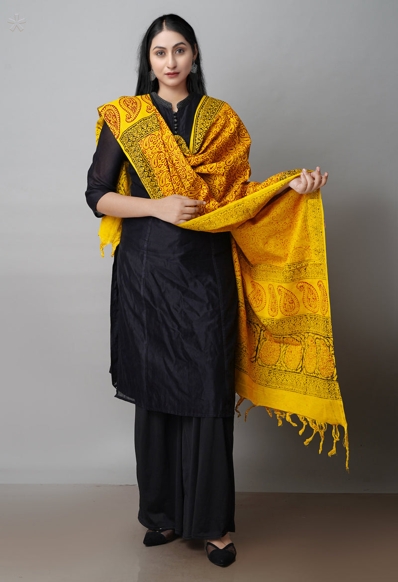 Yellow Art Chanderi Bagh Printed Cotton Dupatta–UDS4352