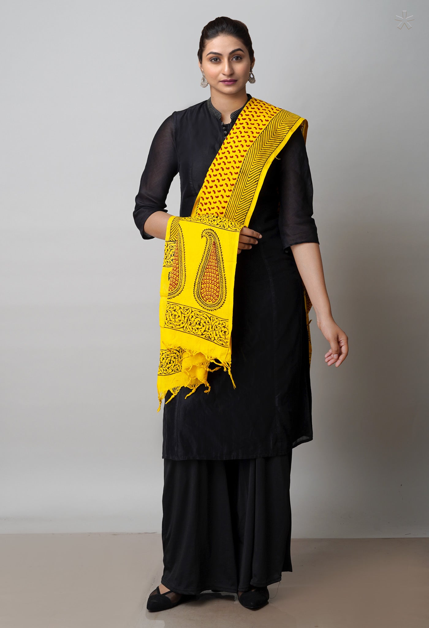 Yellow Art Chanderi Bagh Printed Cotton Dupatta–UDS4377